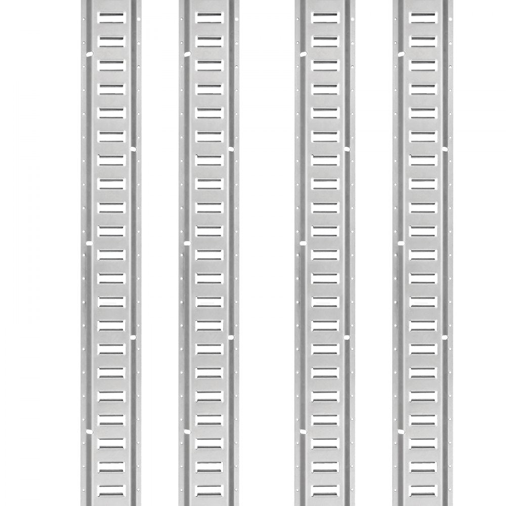 VEVOR E Track Tie-Down Rail Kit, 34PCS 5FT E-Tracks Set Includes 8 Steel Rails & 2 Single Slot & 8 O Rings & 8 Tie-Offs w/ D-Ring & 8 End Caps, Securing Accessories for Cargo, Motorcycles, and Bikes