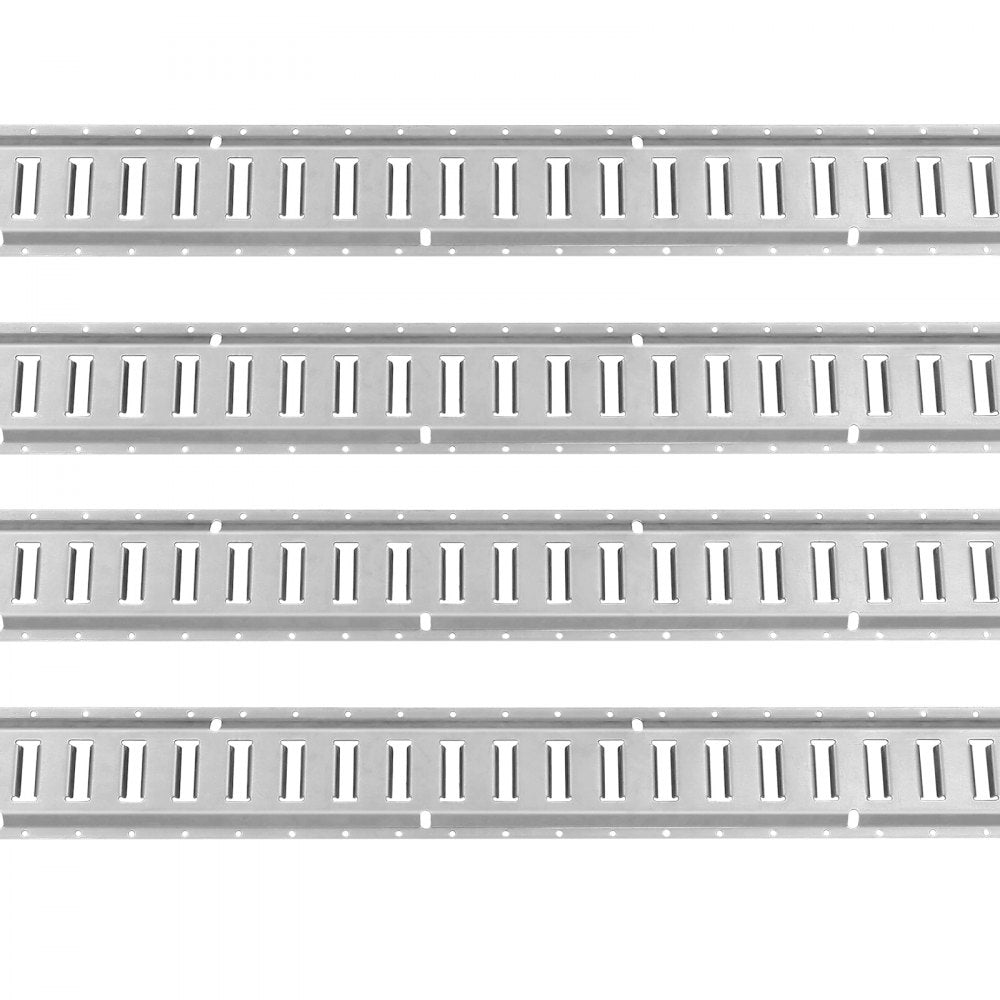 VEVOR E Track Tie-Down Rail Kit, 34PCS 5FT E-Tracks Set Includes 8 Steel Rails & 2 Single Slot & 8 O Rings & 8 Tie-Offs w/ D-Ring & 8 End Caps, Securing Accessories for Cargo, Motorcycles, and Bikes