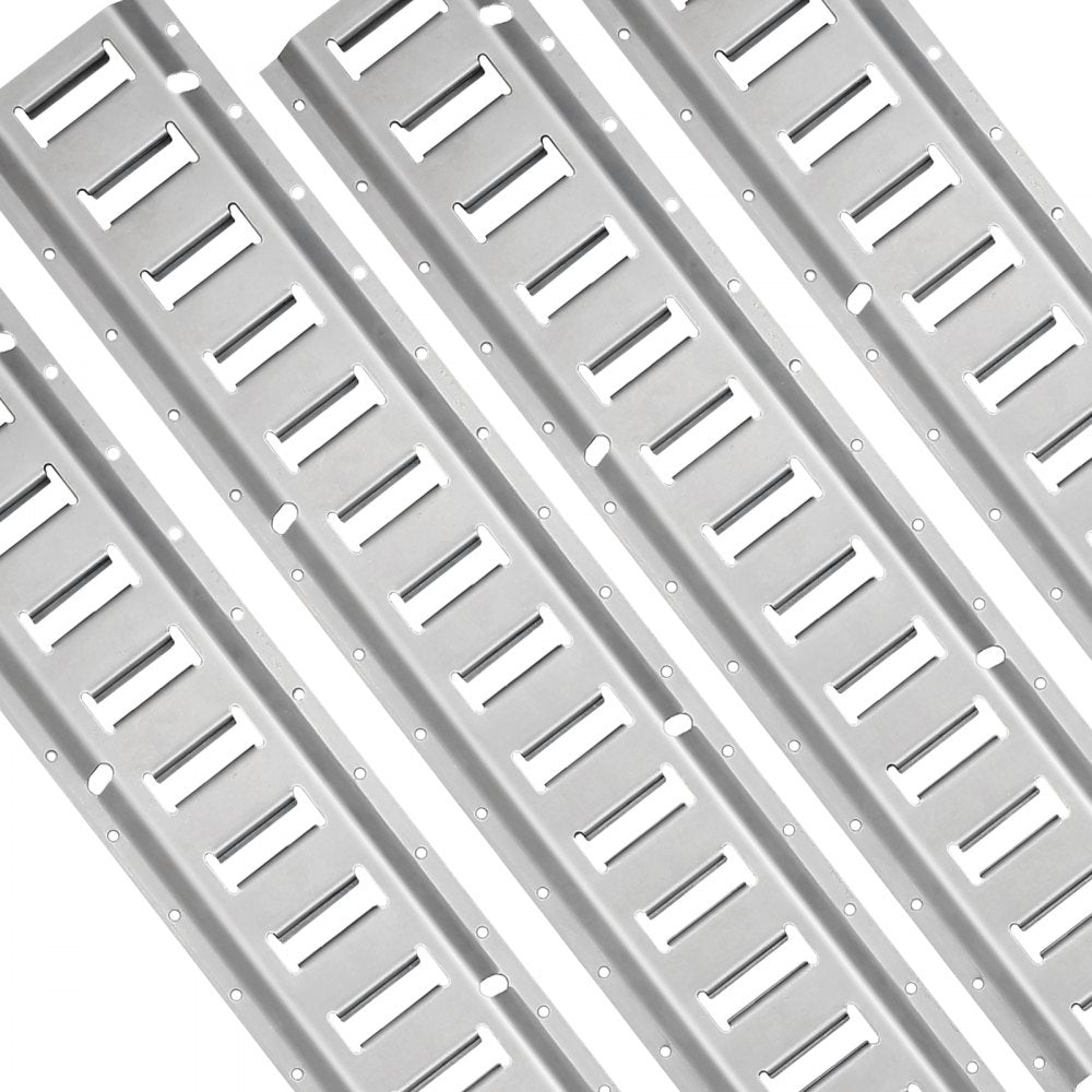 VEVOR E Track Tie-Down Rail Kit, 34PCS 5FT E-Tracks Set Includes 8 Steel Rails & 2 Single Slot & 8 O Rings & 8 Tie-Offs w/ D-Ring & 8 End Caps, Securing Accessories for Cargo, Motorcycles, and Bikes