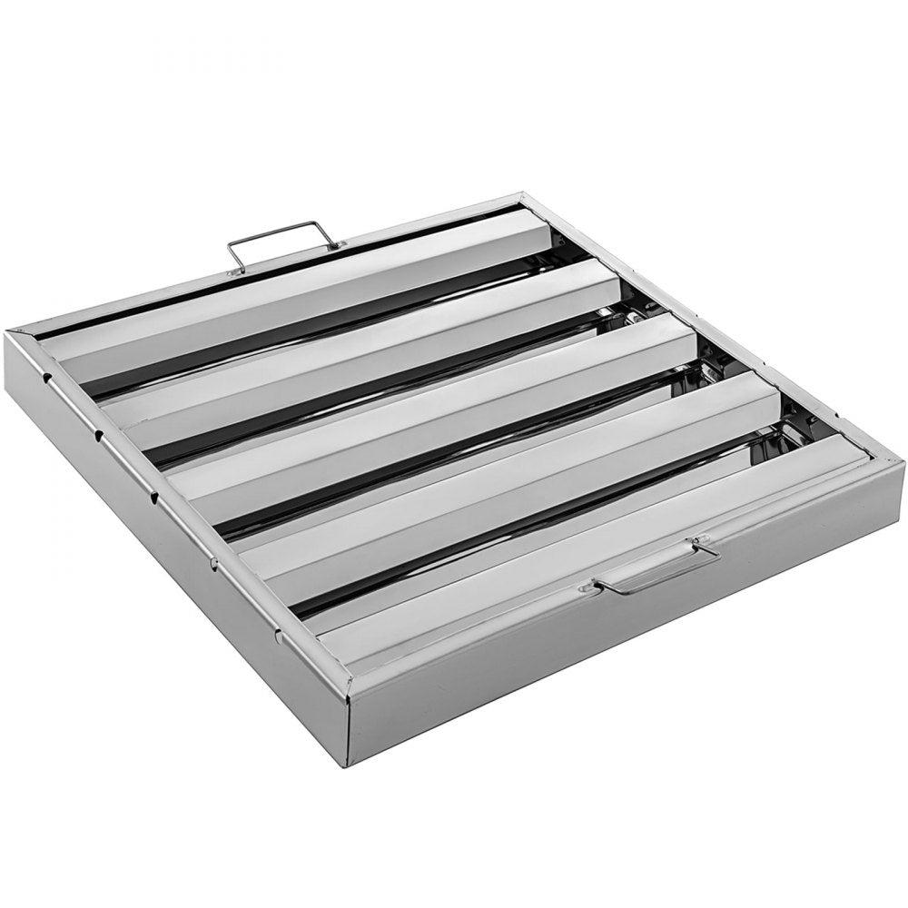 VEVOR Pack of 6 Hood Filters 19.5W x 19.5H Inch, 430 Stainless Steel 4 Grooves Commercial Hood Filters, Range Hood Filter for Grease Rated Commercial Kitchen Exhaust Hoods