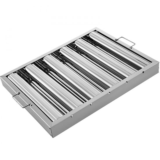 Set of 6 Stainless Steel Hood Filters for Commercial Kitchen Exhaust, 19.5