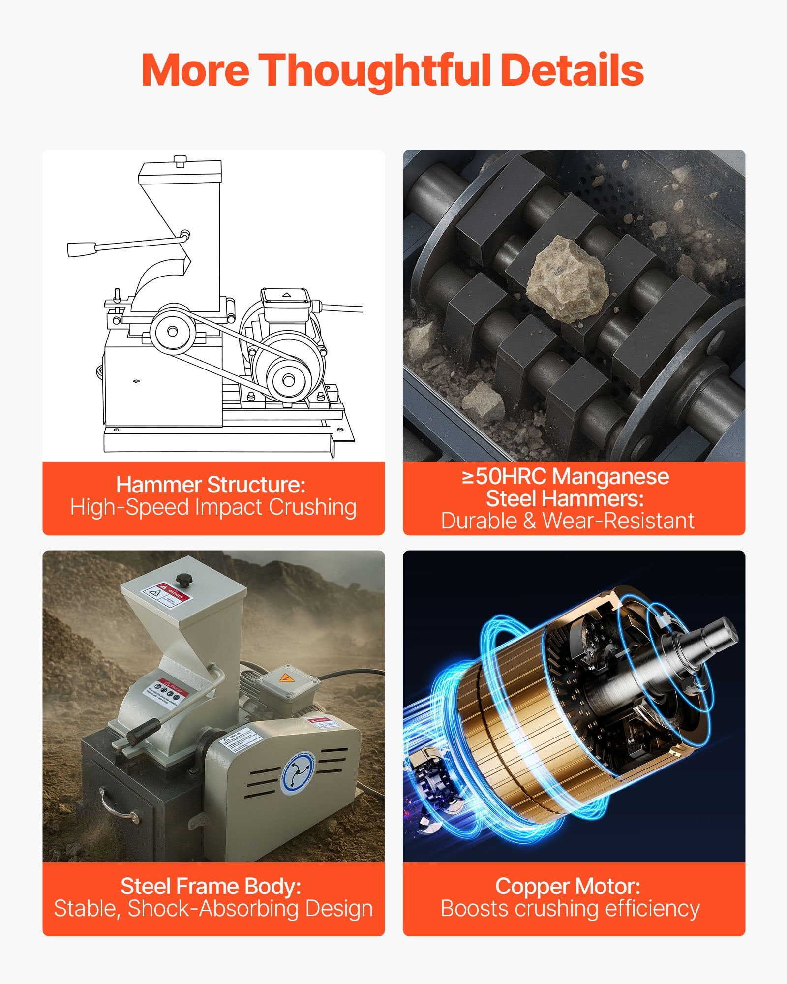High-Efficiency 2.5KW 220V Hammer Crusher for Rock, Stone & Glass | Coal Crusher with 100-200 kg/h Capacity | Durable Steel Build & Multiple Sieve Screens