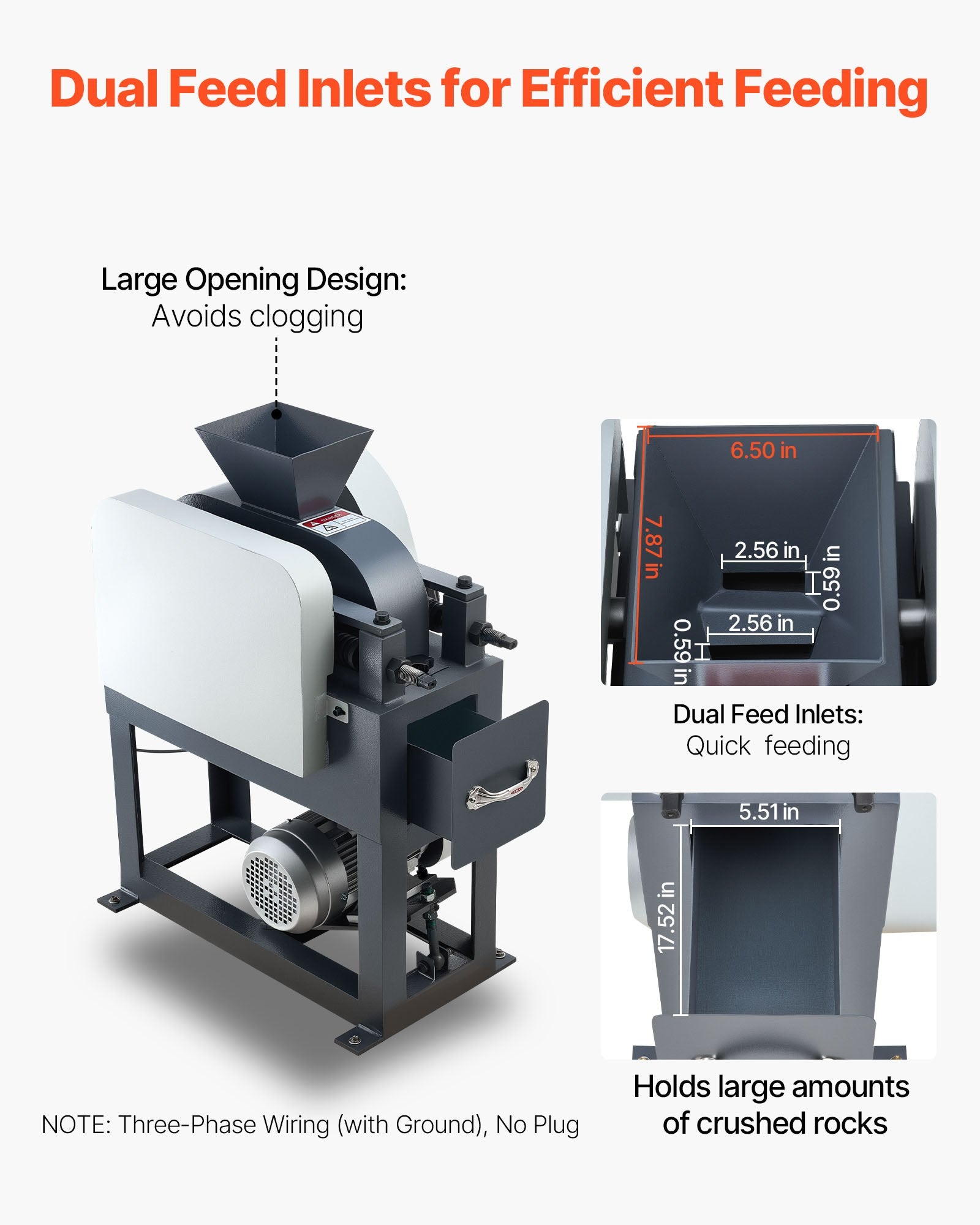Heavy-Duty 220V Rock Crusher, Dual Roller Industrial Shredder, 1.5KW Electric Pulverizer for Efficient Stone Grinding and Crushing, 860kg/h Capacity