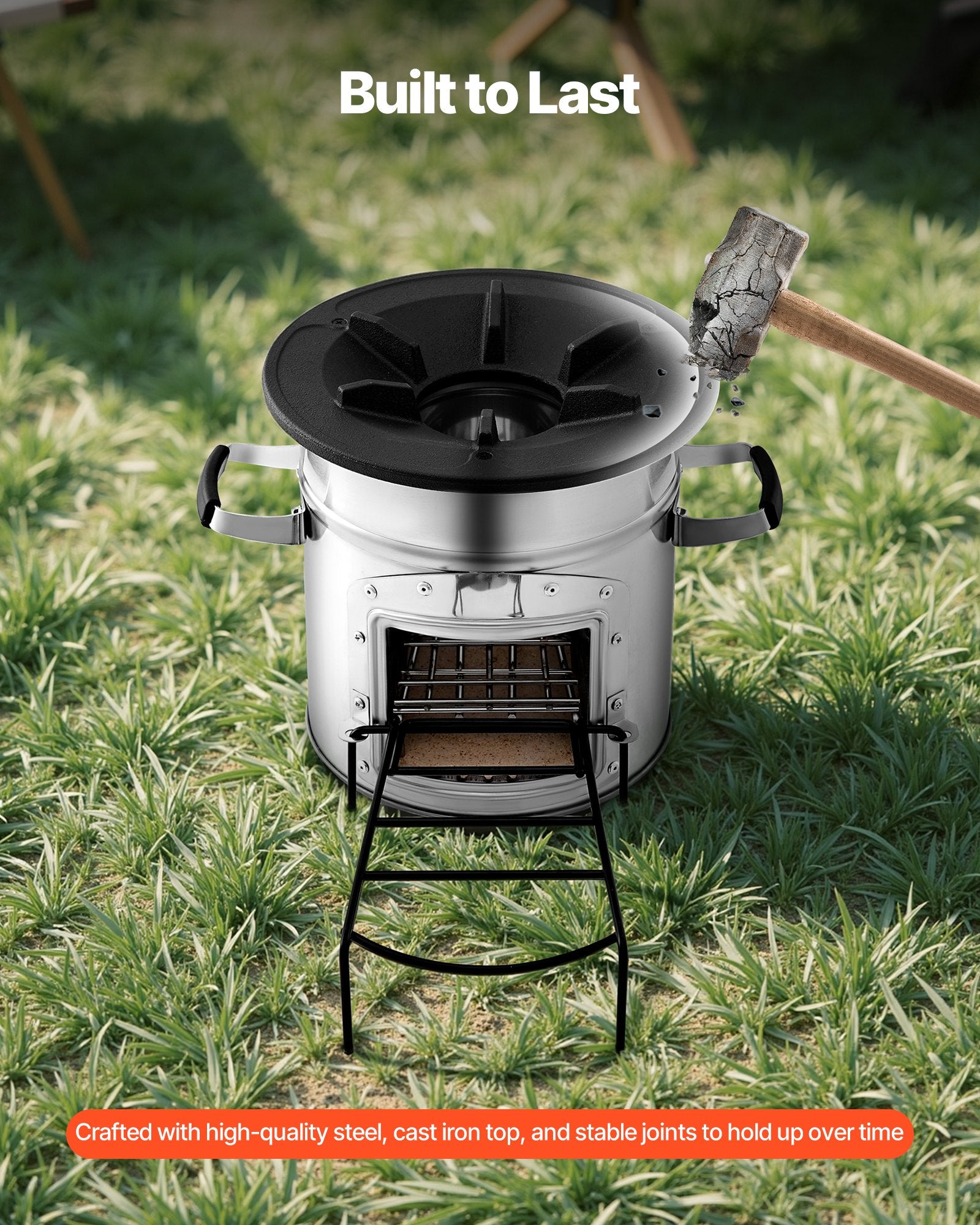 Portable Stainless Steel Rocket Stove for Camping - Wood Burning with Carry Bag, Perfect for Backpacking, Outdoor & Backyard Cooking with Twigs or Sticks