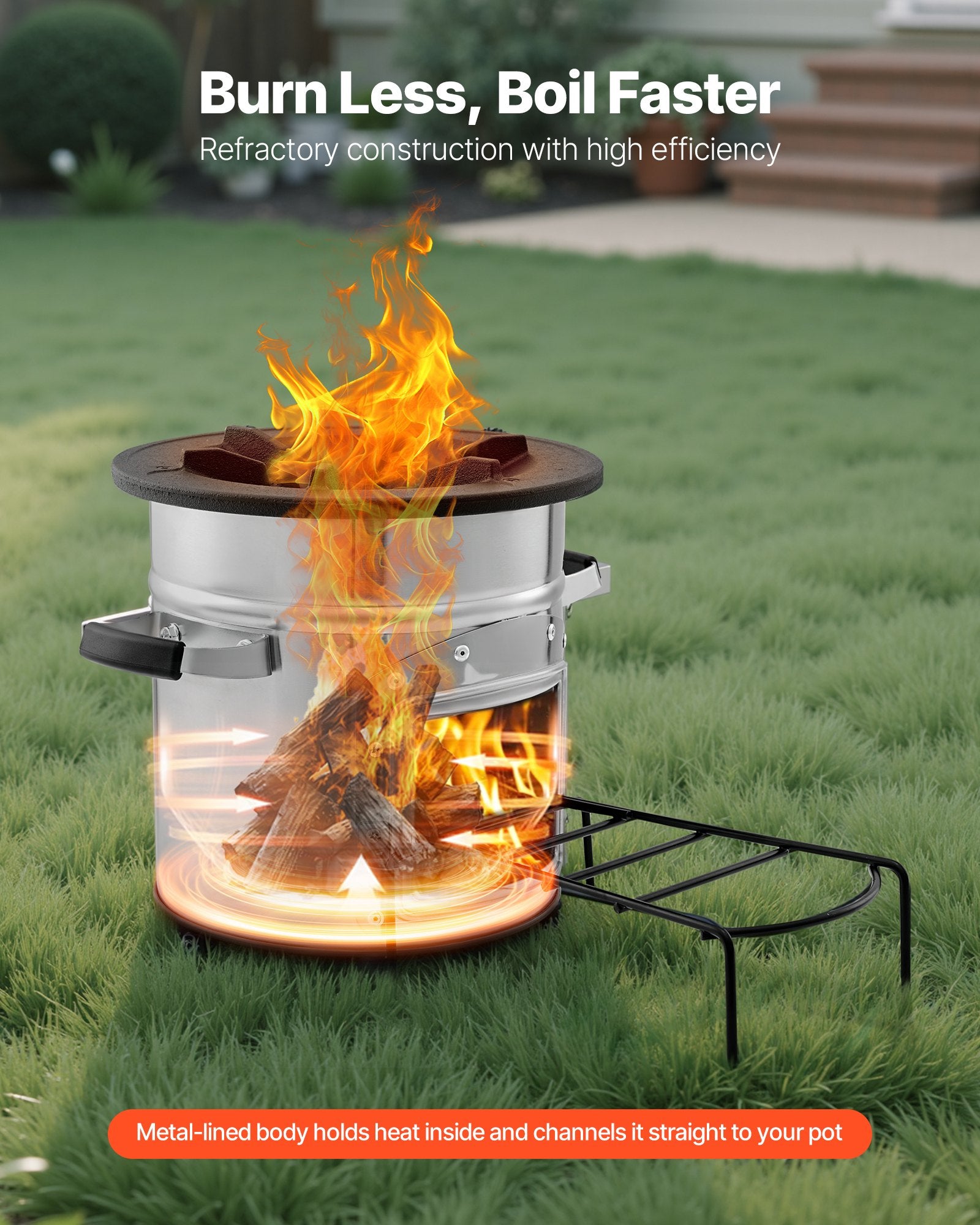 Portable Stainless Steel Rocket Stove for Camping - Wood Burning with Carry Bag, Perfect for Backpacking, Outdoor & Backyard Cooking with Twigs or Sticks
