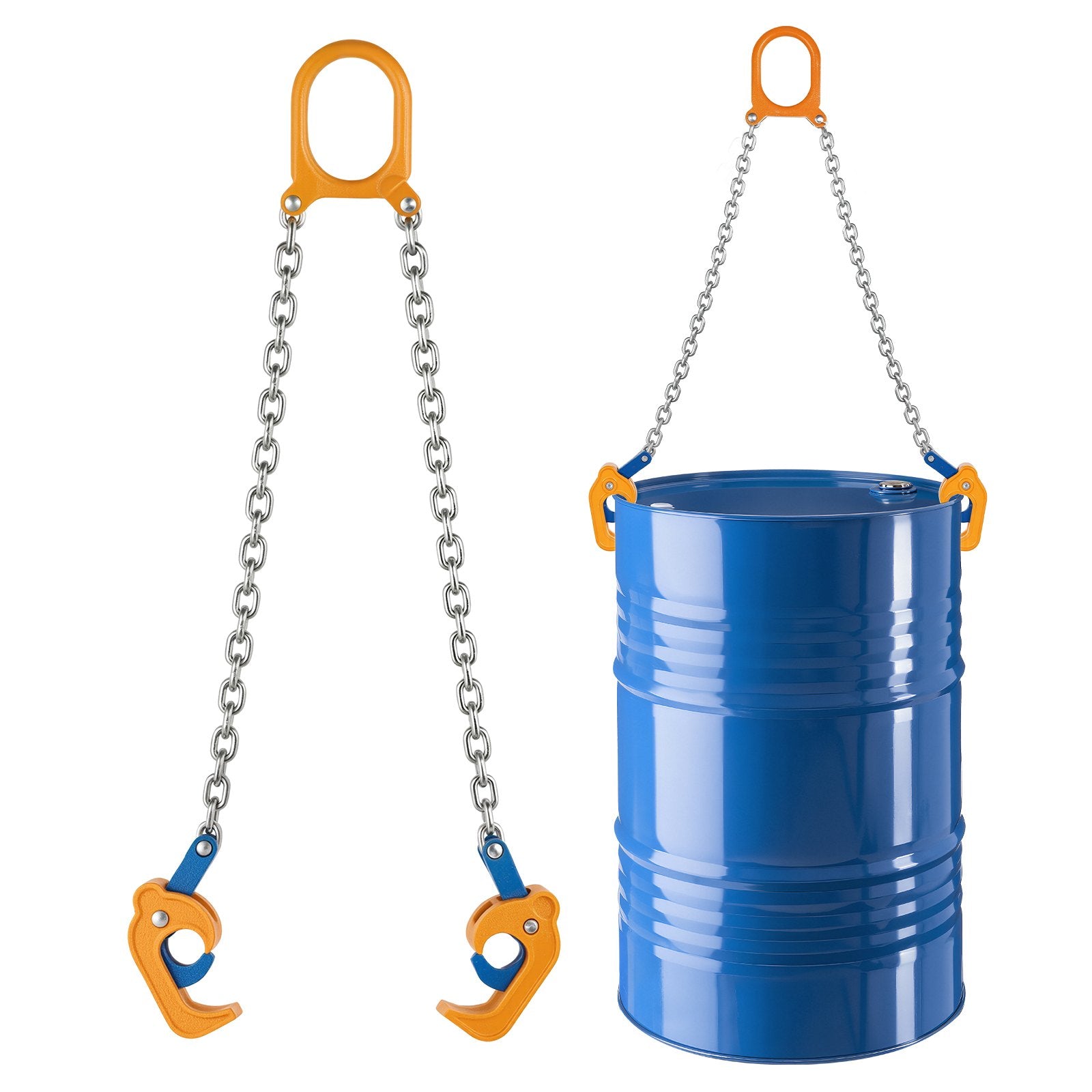 Heavy-Duty G80 Chain Drum Lifter with 2000LBS Capacity, Security Hook, Carbon Steel for Plastic & Metal Drums, Easy Setup & Durable Design