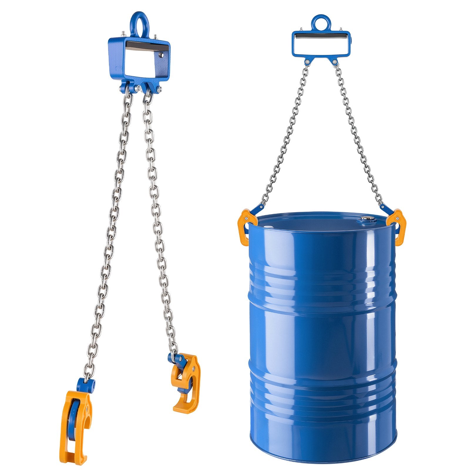 Heavy Duty G80 Drum Lifting Chain Sling with Security Hook for Cranes & Forklifts, 2200LBS Capacity, Carbon Steel for Plastic & Metal Drums Handling