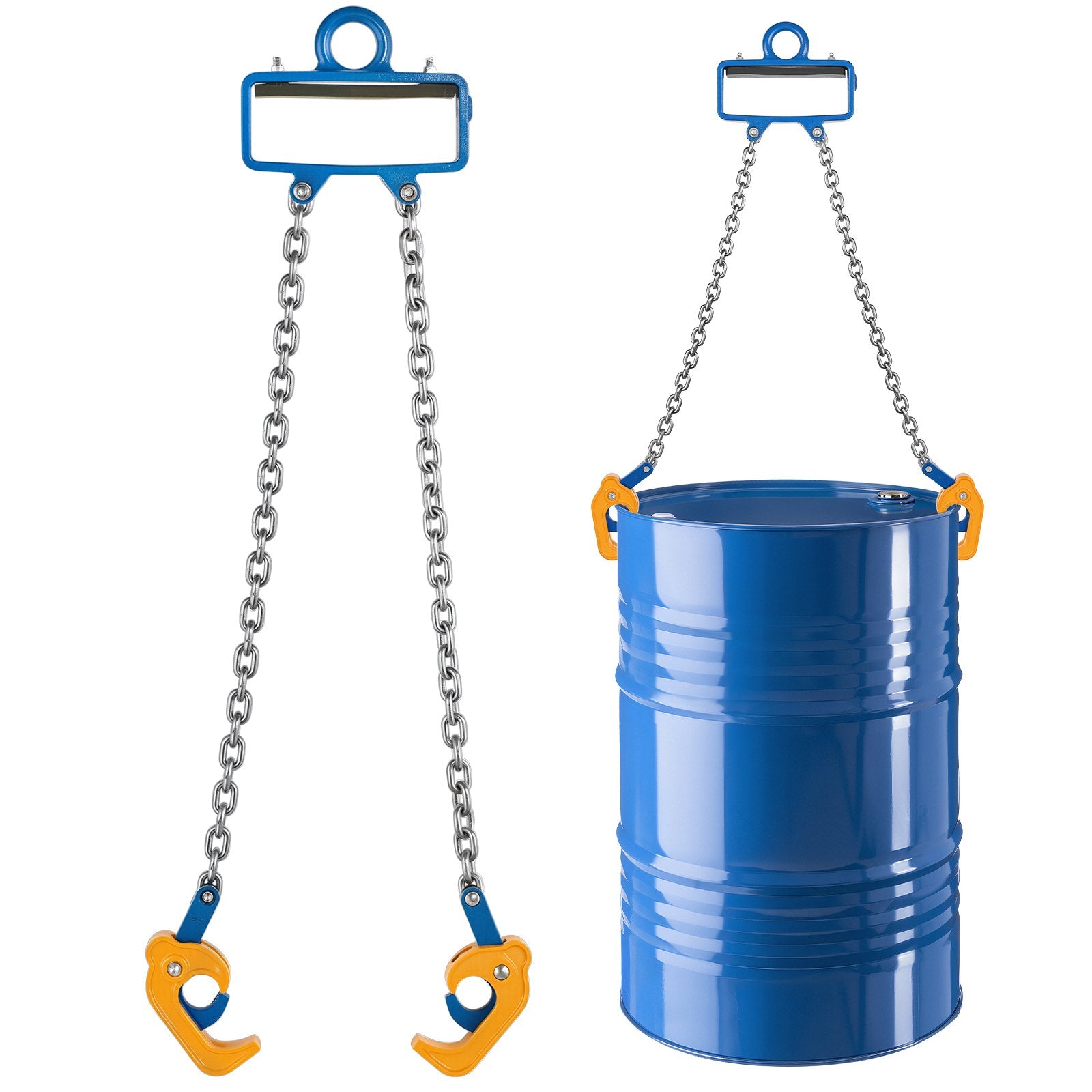 Heavy Duty G80 Drum Lifting Chain Sling with Security Hook for Cranes & Forklifts, 2200LBS Capacity, Carbon Steel for Plastic & Metal Drums Handling