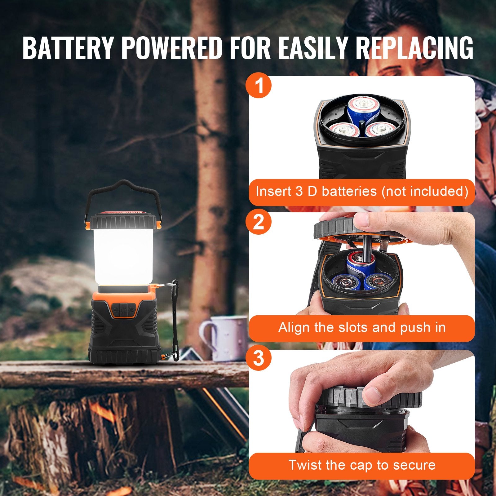 All-in-One LED Camping Lantern, 1000 Lumens, 360° Illumination, 4 Modes, Battery-Powered, Perfect for Outdoor Adventures, Hiking, Fishing, Emergencies, and Repairs
