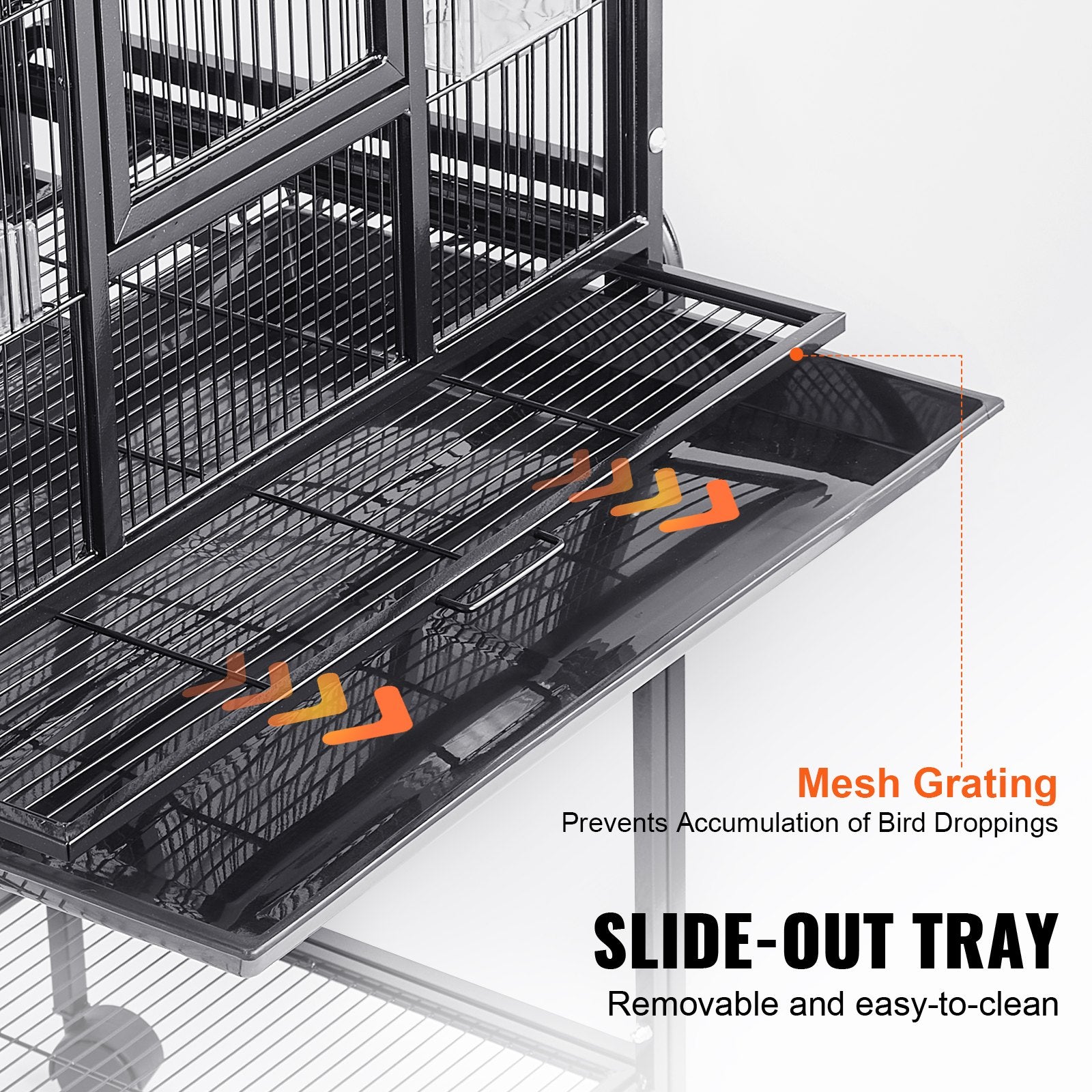 54" Large Bird Cage with Rolling Stand for Parakeets, Cockatiels, Parrots, Macaws - Durable Carbon Steel, Easy to Clean & Move, Spacious Flight Space