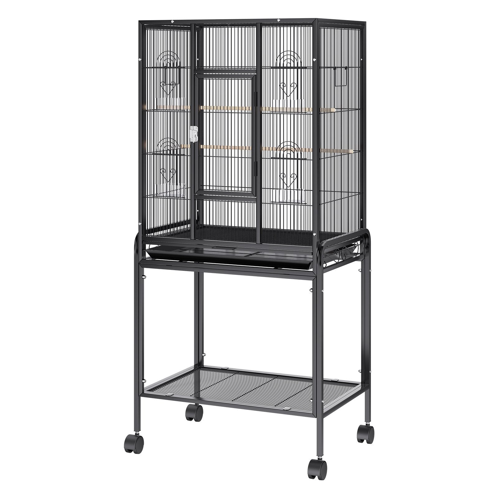 54" Large Bird Cage with Rolling Stand for Parakeets, Cockatiels, Parrots, Macaws - Durable Carbon Steel, Easy to Clean & Move, Spacious Flight Space