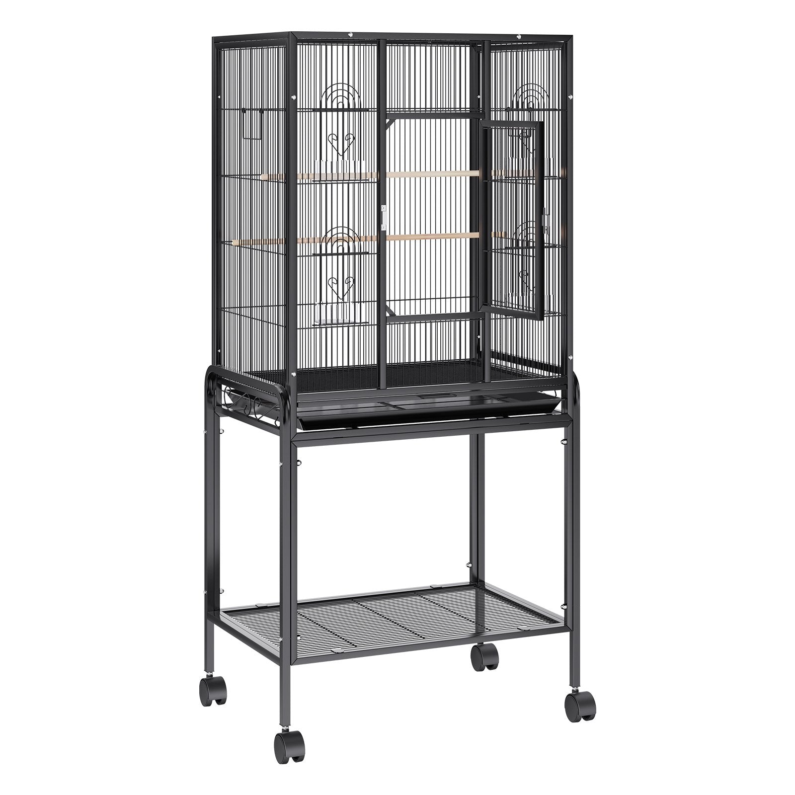 54" Large Bird Cage with Rolling Stand for Parakeets, Cockatiels, Parrots, Macaws - Durable Carbon Steel, Easy to Clean & Move, Spacious Flight Space