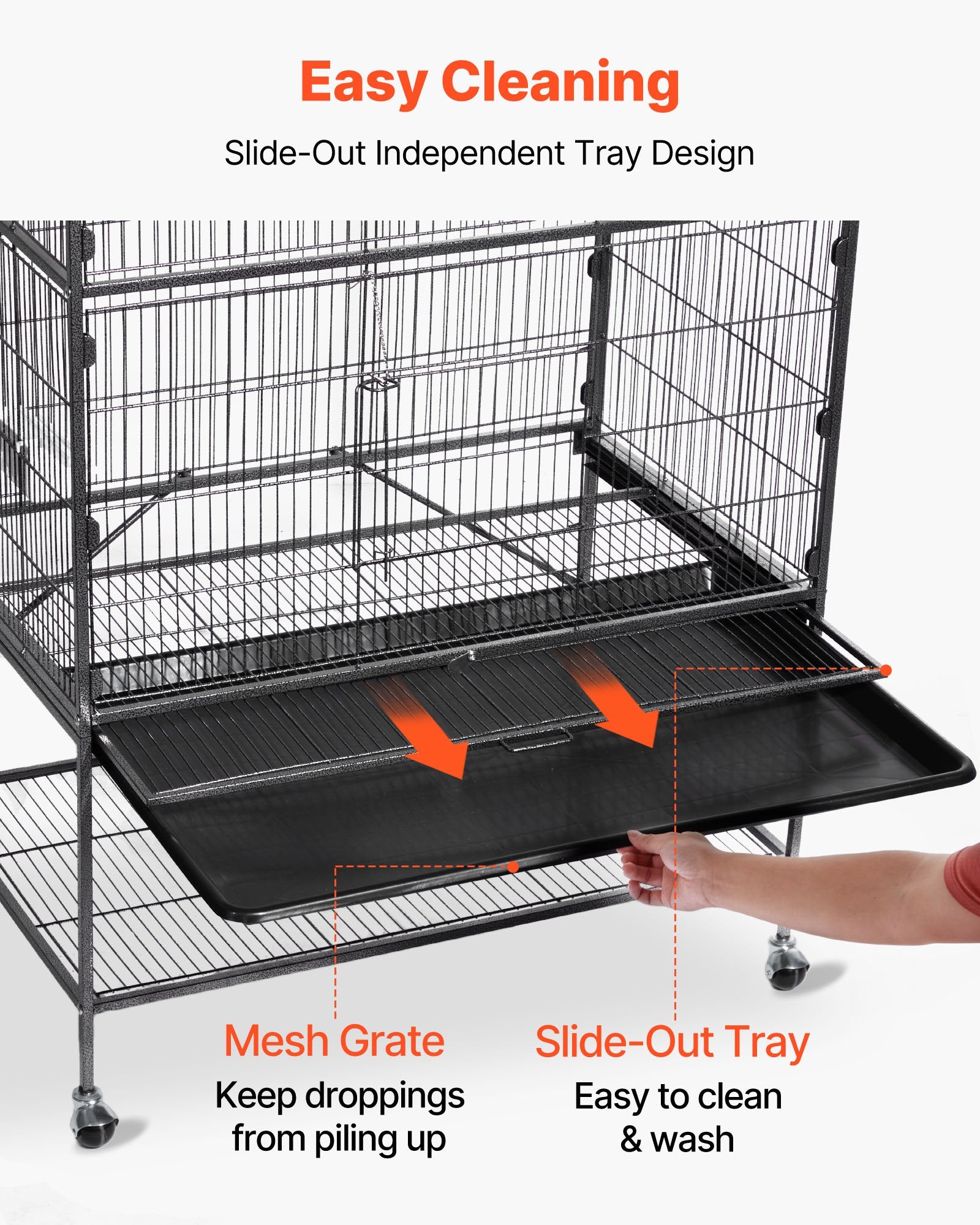 Spacious Wrought Iron Bird Cage with Perches & Slide-Out Tray for Parrot, Cockatiel, Canary, and More - 31.5"x20.5"x52" Easy Assembly