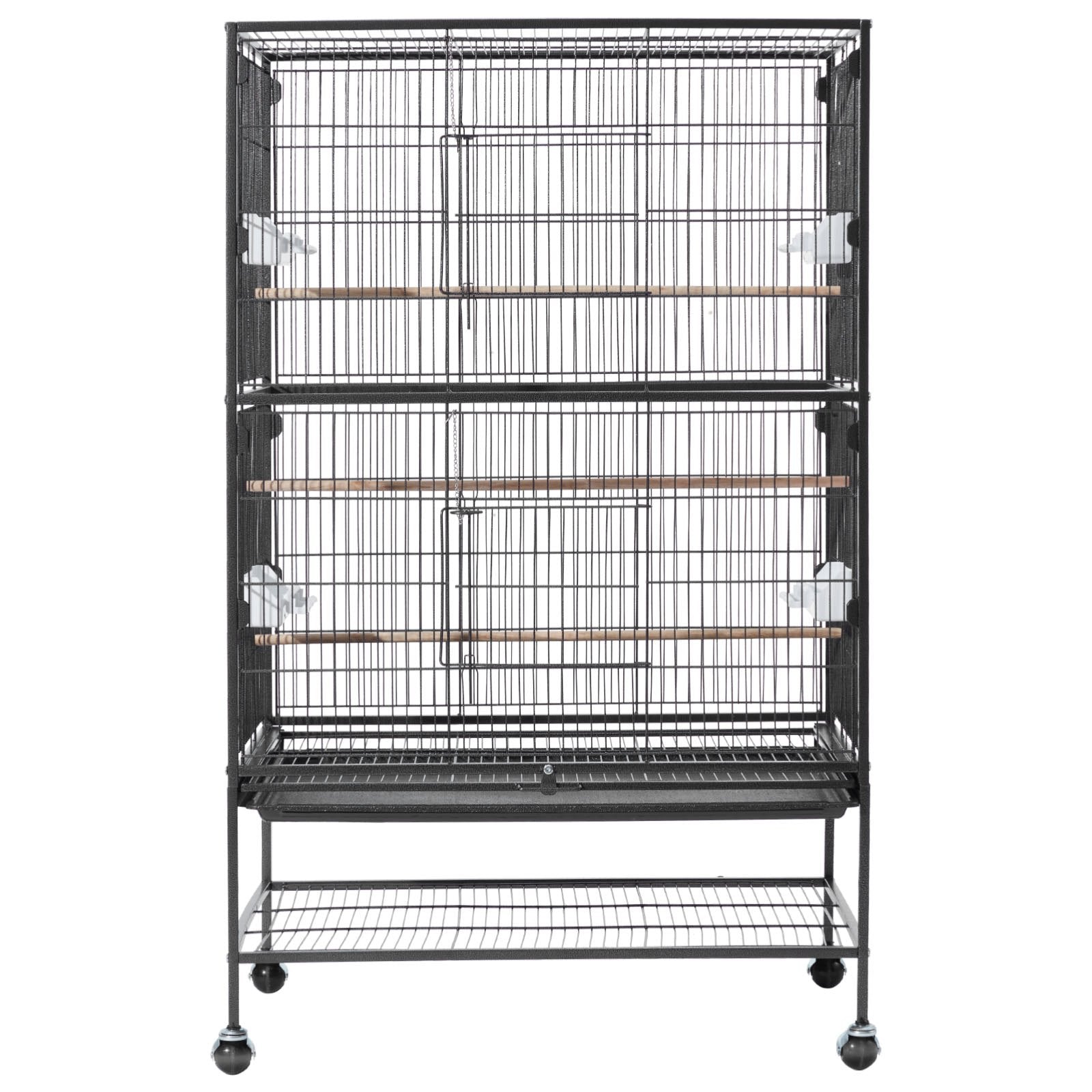 Spacious Wrought Iron Bird Cage with Perches & Slide-Out Tray for Parrot, Cockatiel, Canary, and More - 31.5"x20.5"x52" Easy Assembly