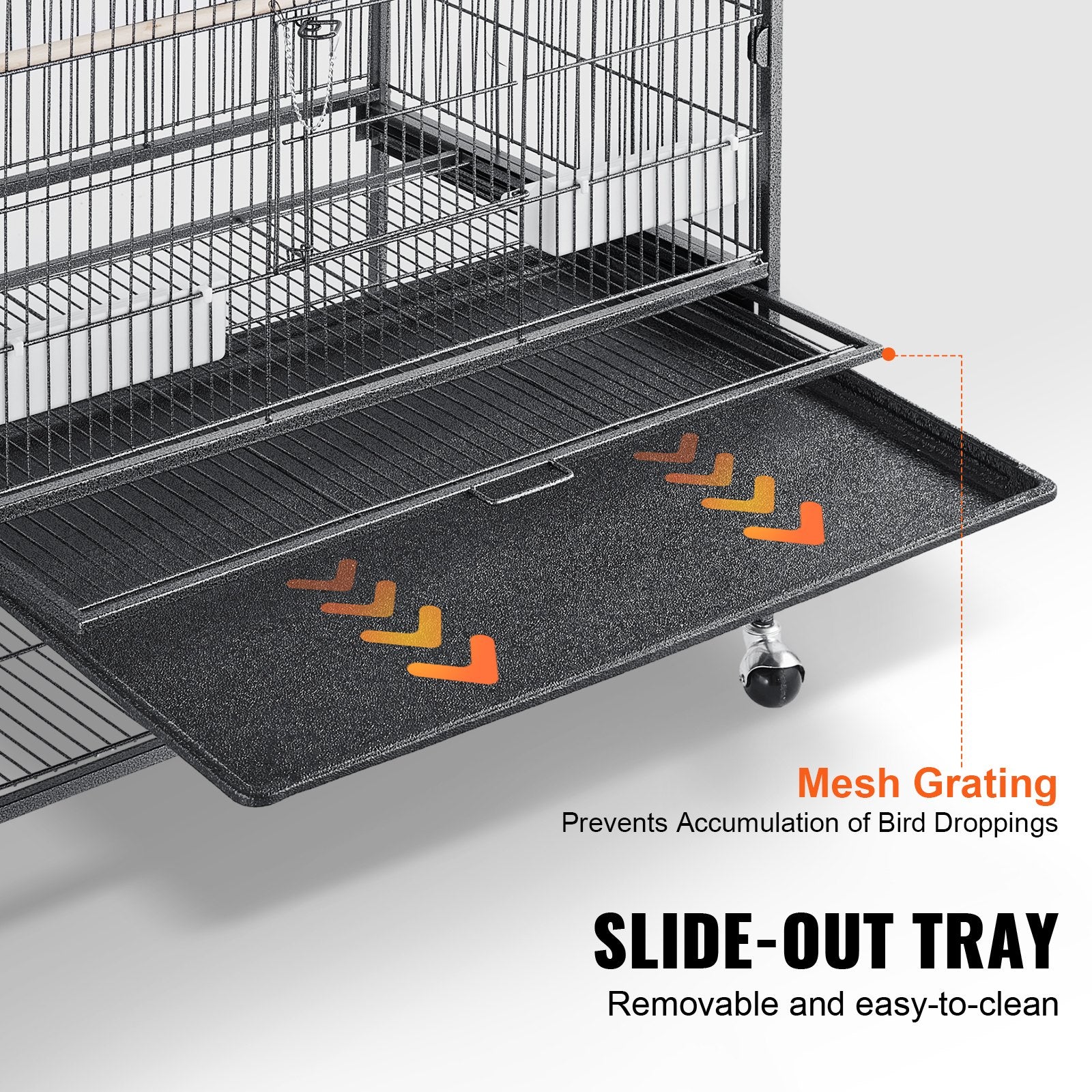 Spacious 52" Carbon Steel Bird Cage for Parakeets, Cockatiels, Parrots, Macaw - Rolling Stand, Easy Clean, Secure Wheels, Expansive Space