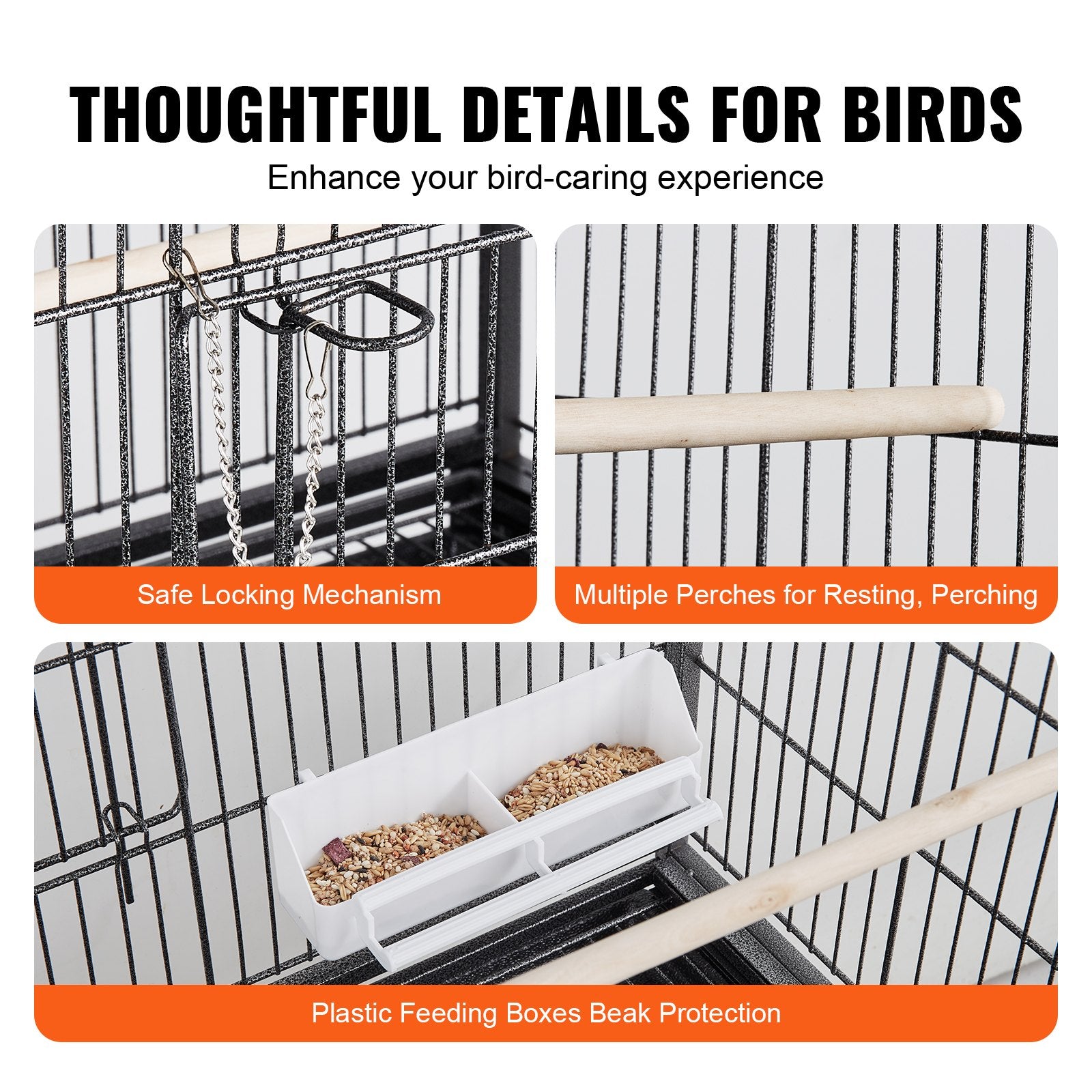 Spacious 52" Carbon Steel Bird Cage for Parakeets, Cockatiels, Parrots, Macaw - Rolling Stand, Easy Clean, Secure Wheels, Expansive Space