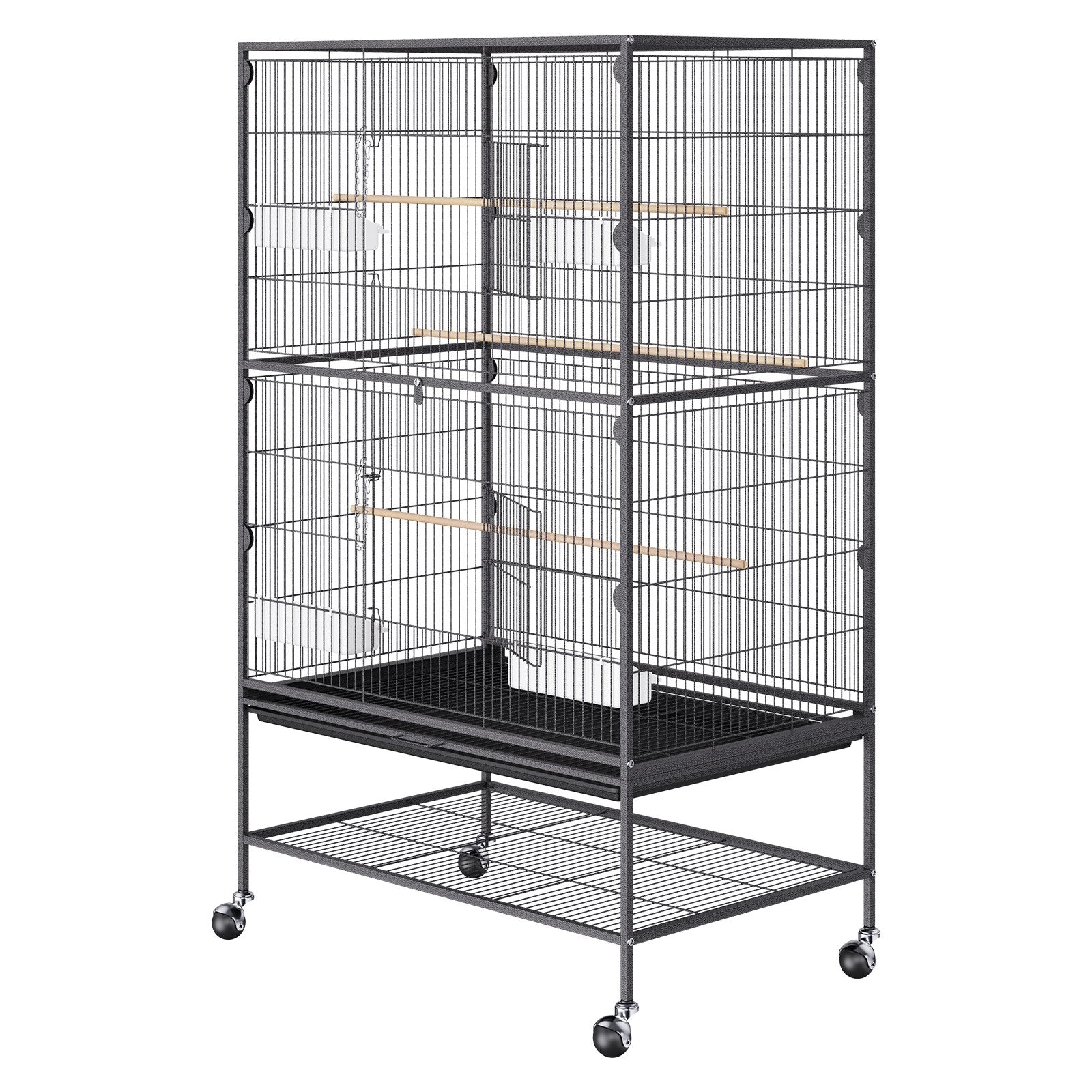 Spacious 52" Carbon Steel Bird Cage for Parakeets, Cockatiels, Parrots, Macaw - Rolling Stand, Easy Clean, Secure Wheels, Expansive Space