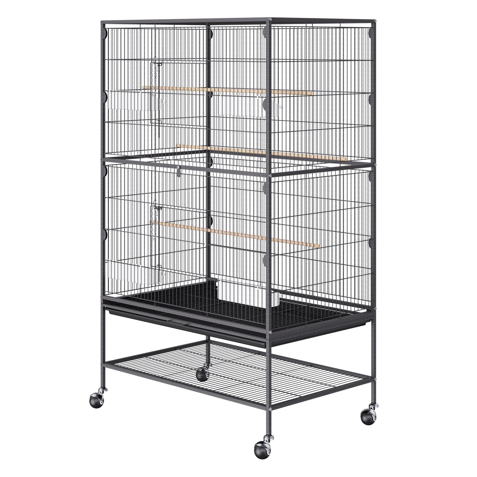Spacious 52" Carbon Steel Bird Cage for Parakeets, Cockatiels, Parrots, Macaw - Rolling Stand, Easy Clean, Secure Wheels, Expansive Space