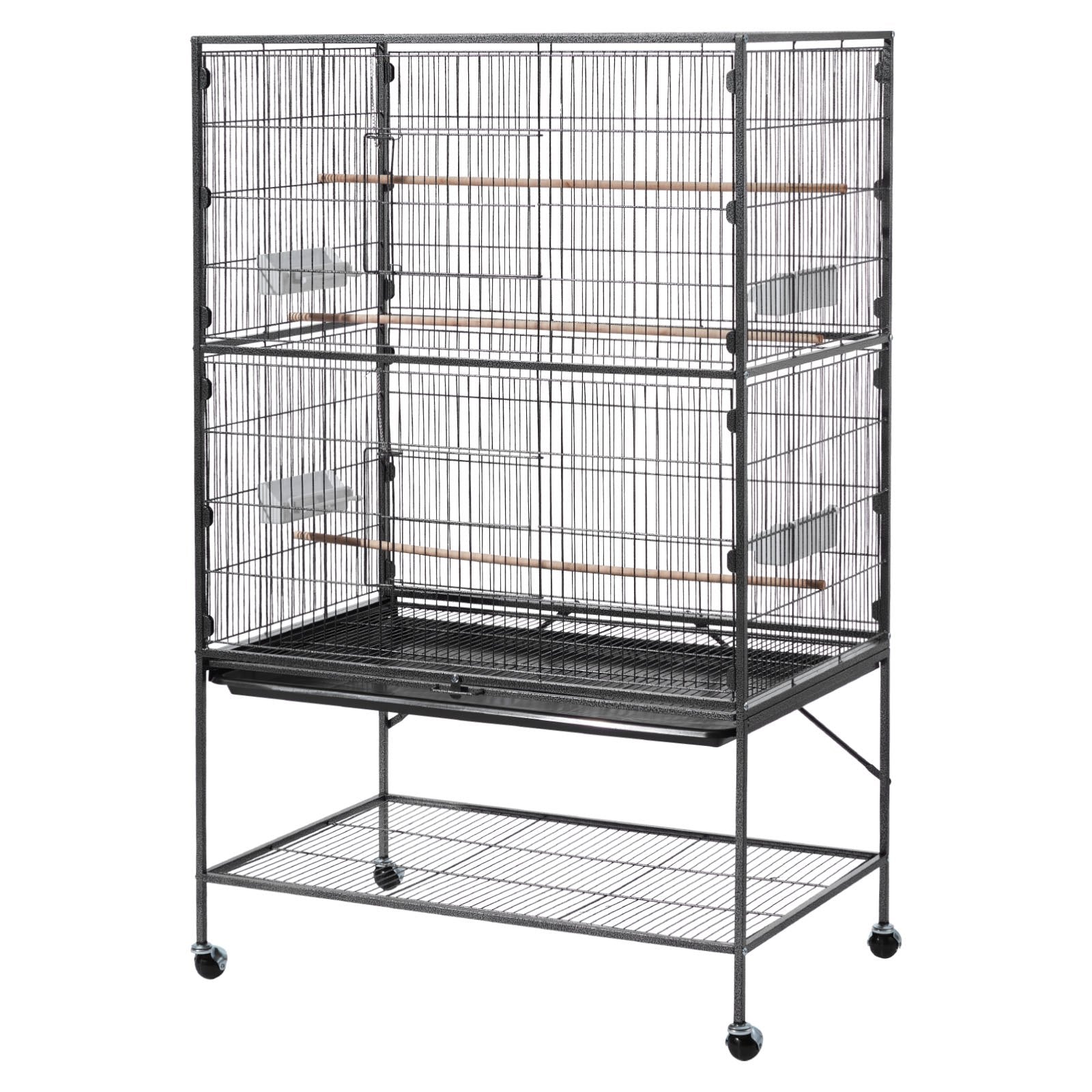 Spacious Wrought Iron Bird Cage 36.6"x22.8"x59.5" with Perches, Slide-Out Tray, Feeders for Parrots, Cockatiels, Canaries, Parakeets