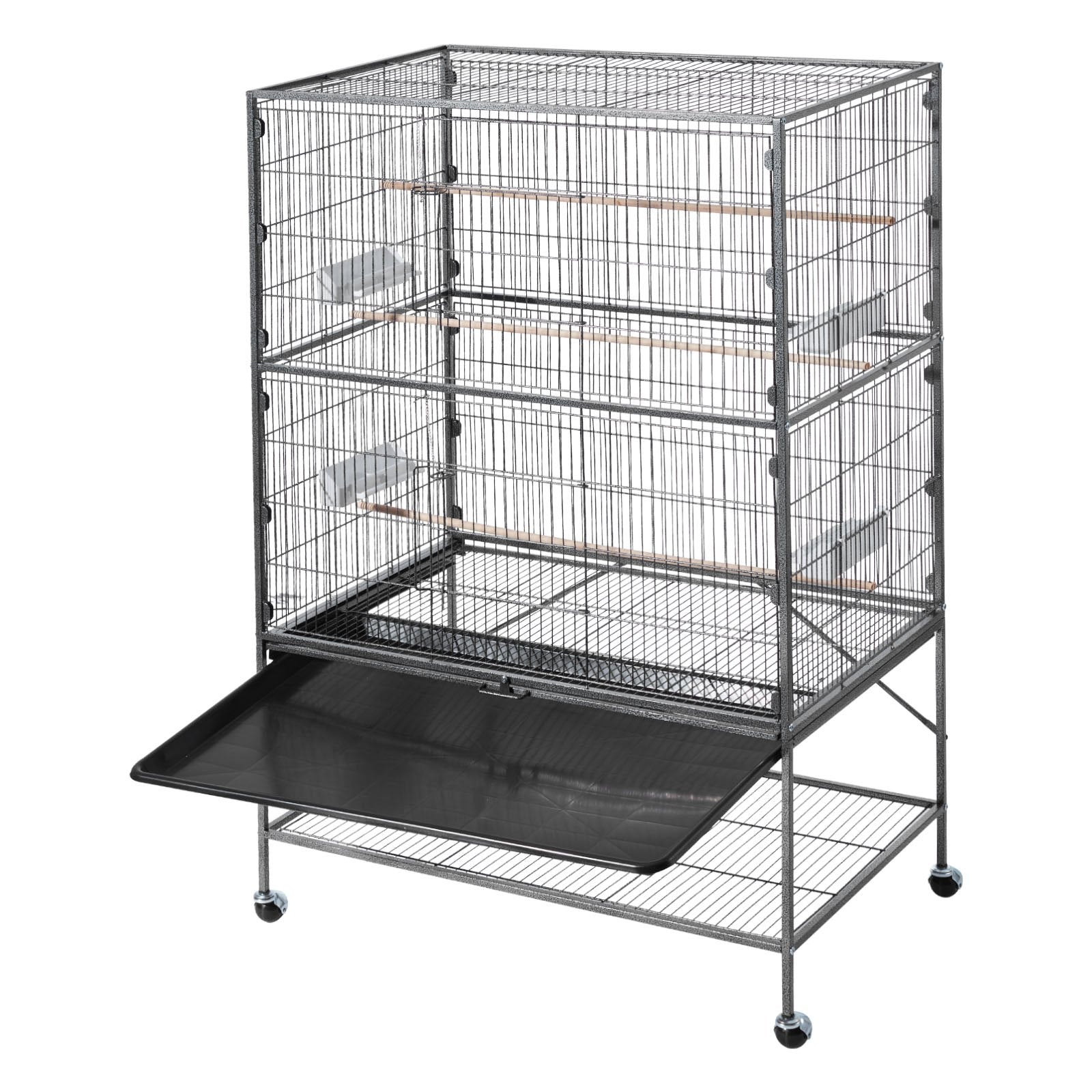 Spacious Wrought Iron Bird Cage 36.6"x22.8"x59.5" with Perches, Slide-Out Tray, Feeders for Parrots, Cockatiels, Canaries, Parakeets