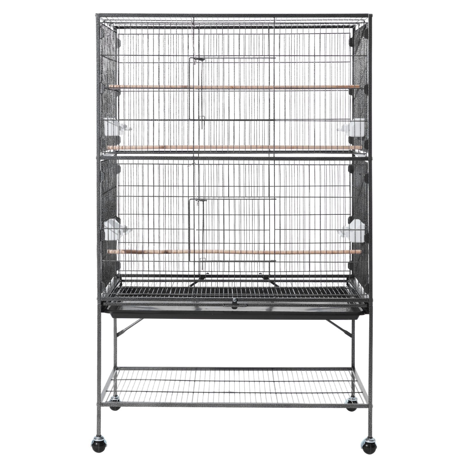 Spacious Wrought Iron Bird Cage 36.6"x22.8"x59.5" with Perches, Slide-Out Tray, Feeders for Parrots, Cockatiels, Canaries, Parakeets