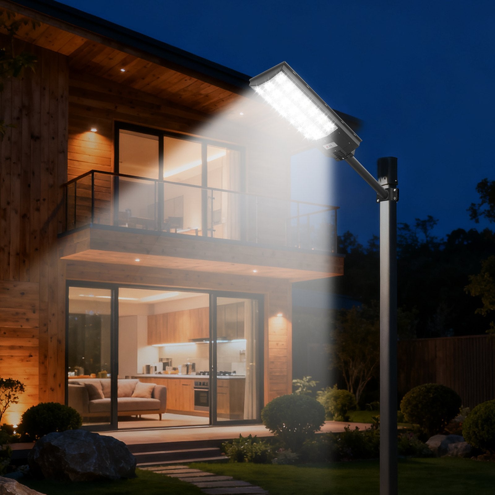 High-Powered 8000W LED Solar Street Lights with Motion Sensor and 450000LM for Outdoor Use, IP65 Waterproof, Ideal for Commercial Parking Lots, Driveways, and Yards - 3 Pack
