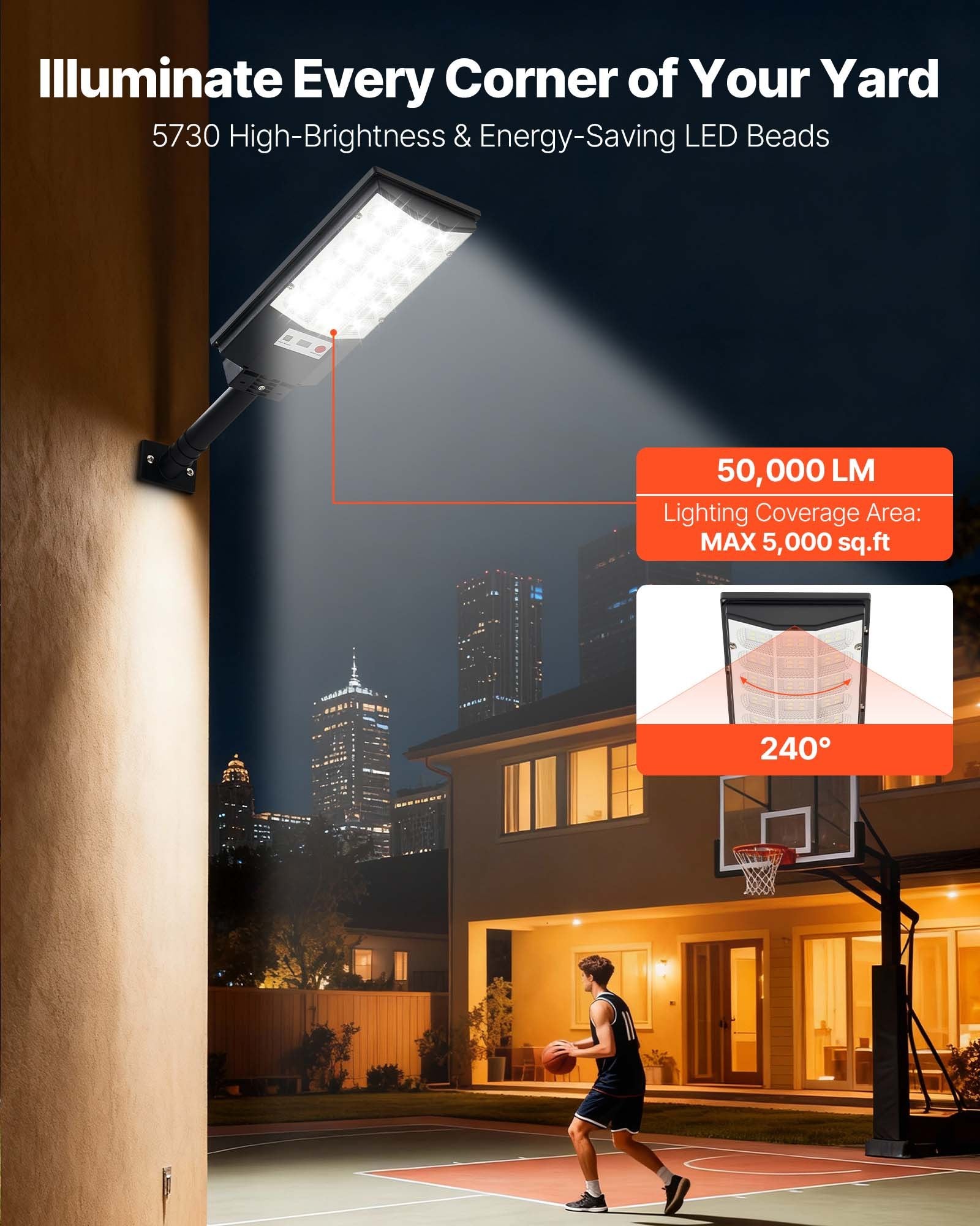 4 Pack 500W Solar Street Lights, 50000LM LED Flood Lamps, Motion Sensor, IP65 Waterproof for Parking Lots, Driveways, Yards, Dusk to Dawn Security Lighting