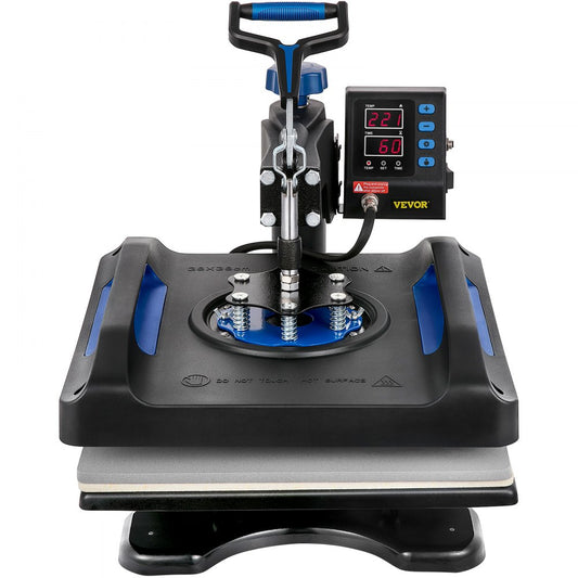 VEVOR Heat Press Machine, 15 x 15 Inches, Fast Heating, 360 Swing Away Digital Sublimation T-Shirt Vinyl Transfer Printer with Anti-Scald Surface, Canvas Bag, Pillow, Banner, ETL Listed, Blue