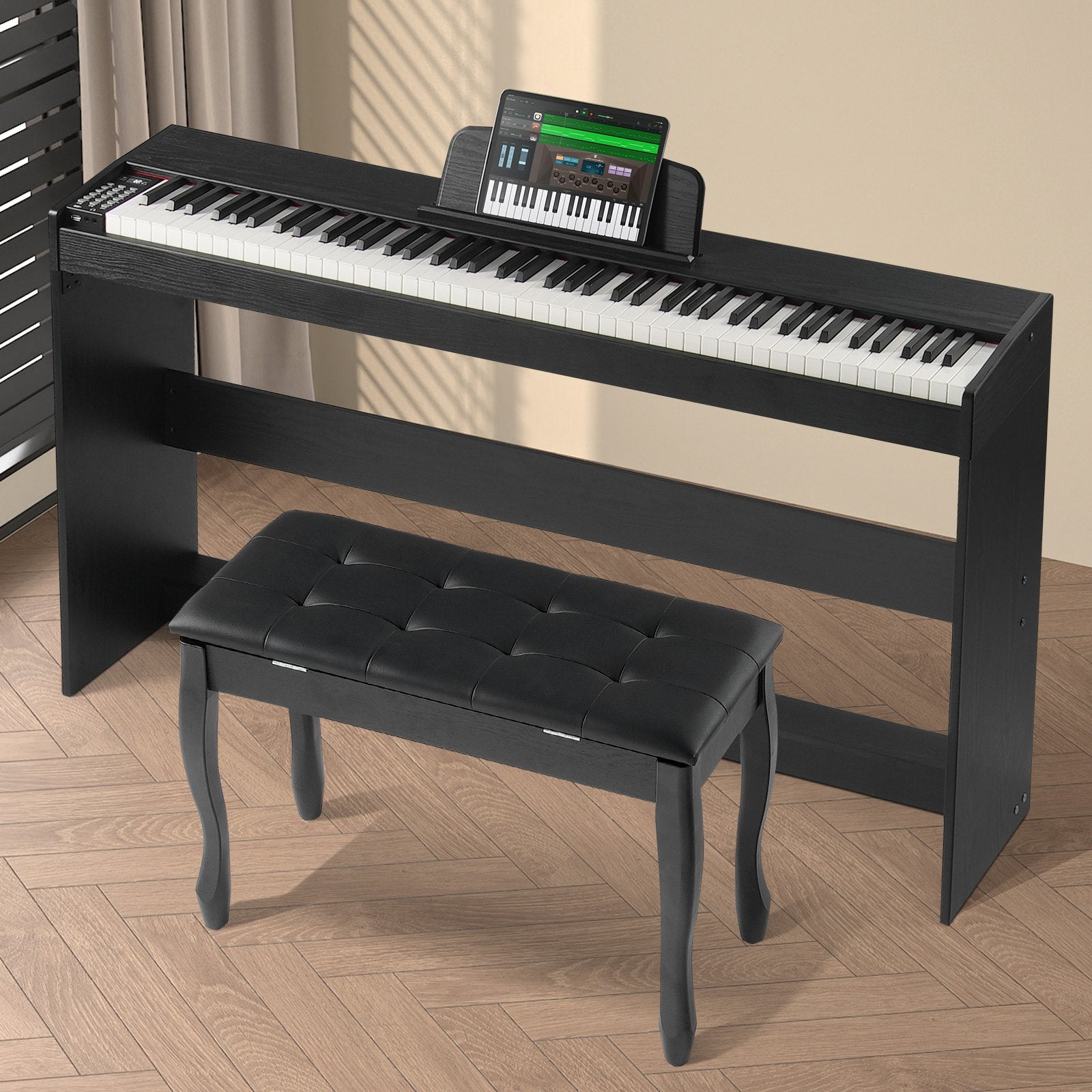 88-Key Weighted Digital Piano with Dual Keyboard, Bluetooth/USB/MIDI Support, 200 Tones & Rhythms, Stereo Speakers, Complete Accessories