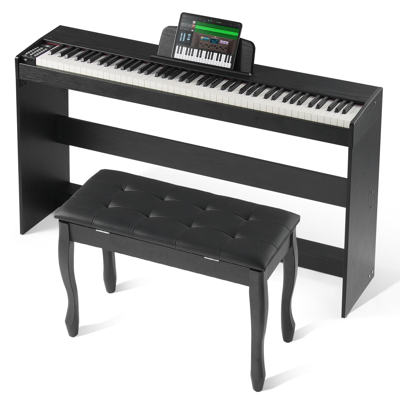 88-Key Weighted Digital Piano with Dual Keyboard, Bluetooth/USB/MIDI Support, 200 Tones & Rhythms, Stereo Speakers, Complete Accessories