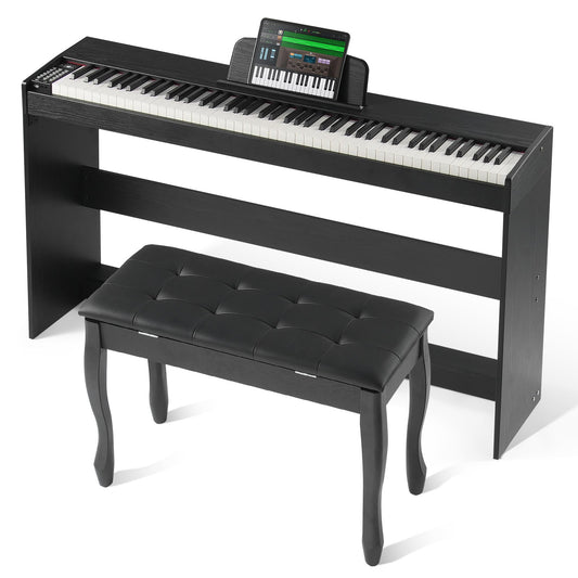 88-Key Weighted Digital Piano with Dual Keyboard, Bluetooth/USB/MIDI Support, 200 Tones & Rhythms, Stereo Speakers, Complete Accessories