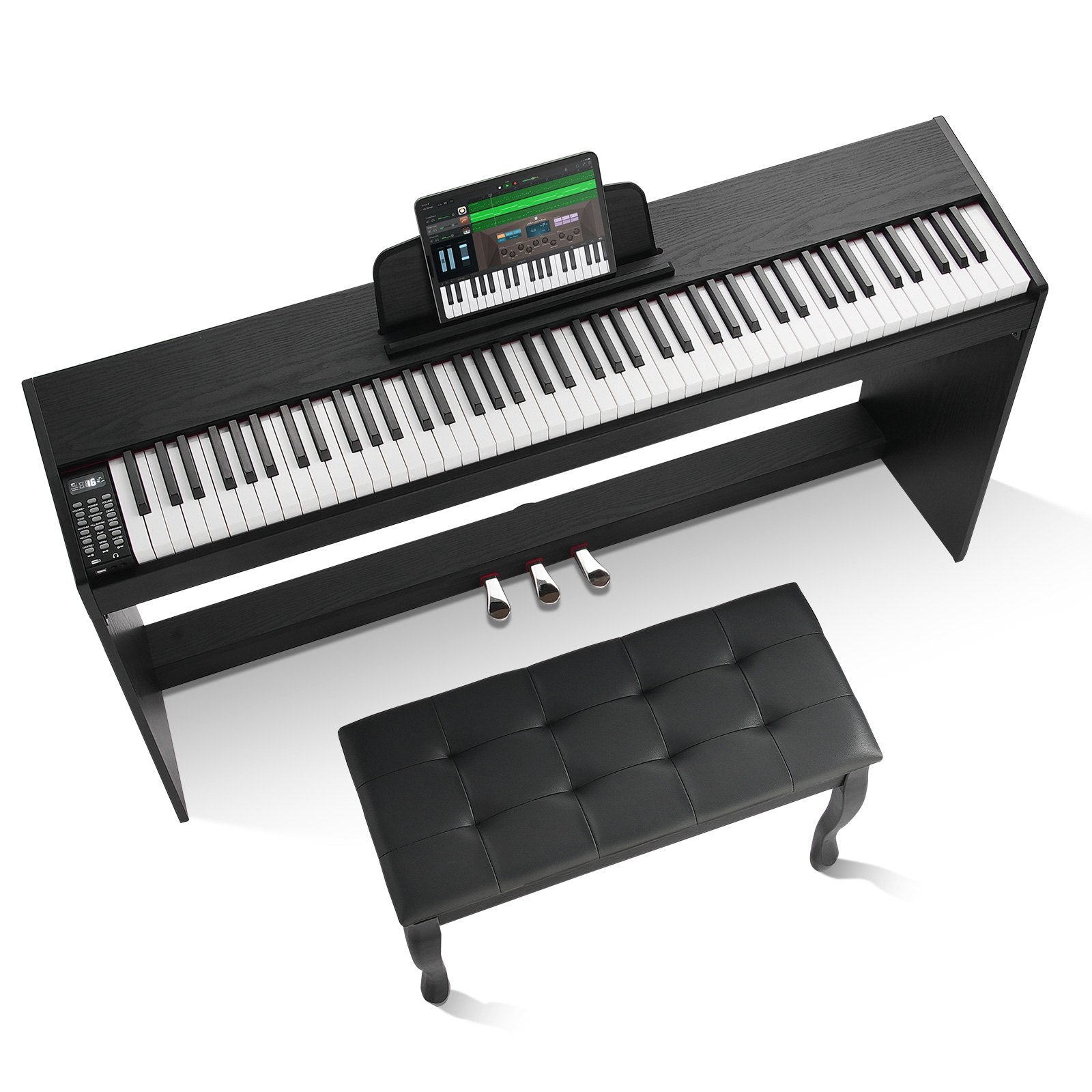 88-Key Weighted Digital Piano with Dual Keyboard, Bluetooth/USB/MIDI Support, 200 Tones & Rhythms, Stereo Speakers, Complete Accessories