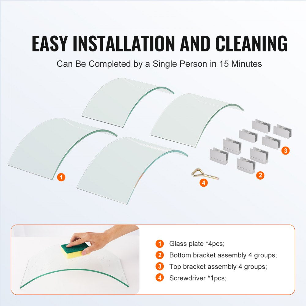 Round Glass Wind Guard for Fire Pits - 26x26x6 Inches, Clear Tempered Glass Flame Protector with Steady Feet for Outdoor Propane and Gas Fire Tables