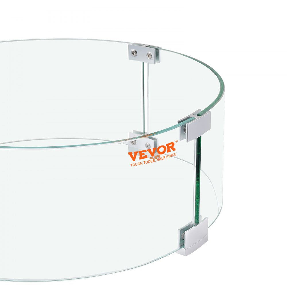 Round Glass Wind Guard for Fire Pits - 26x26x6 Inches, Clear Tempered Glass Flame Protector with Steady Feet for Outdoor Propane and Gas Fire Tables