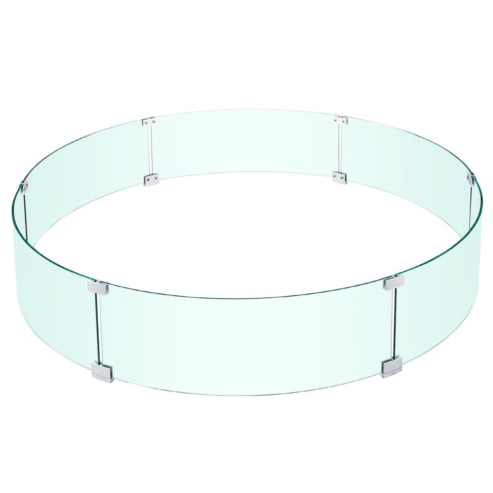 Large Round Glass Wind and Flame Guard for Fire Pits, 47 x 47 x 8 Inches, Clear Tempered Glass with Steady Feet for Outdoor Propane and Gas Fire Tables