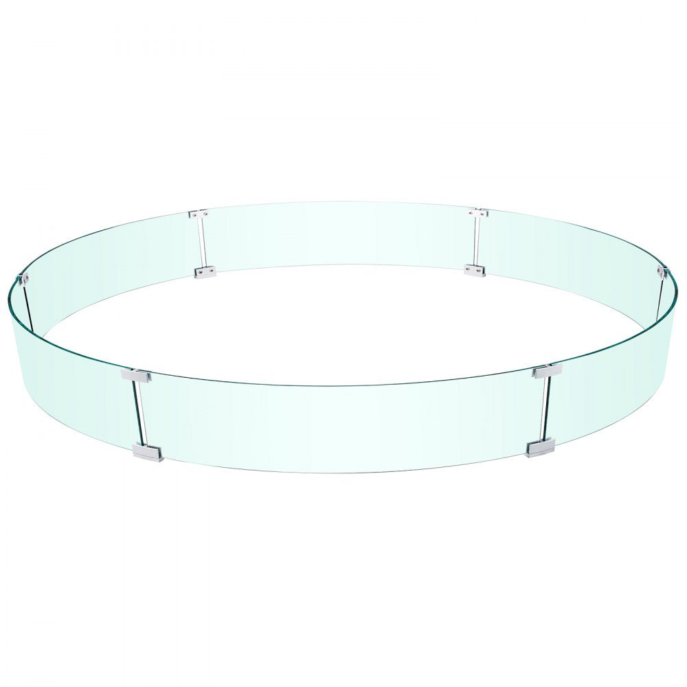 Large Round Glass Wind and Flame Guard for Fire Pits, 47 x 47 x 8 Inches, Clear Tempered Glass with Steady Feet for Outdoor Propane and Gas Fire Tables