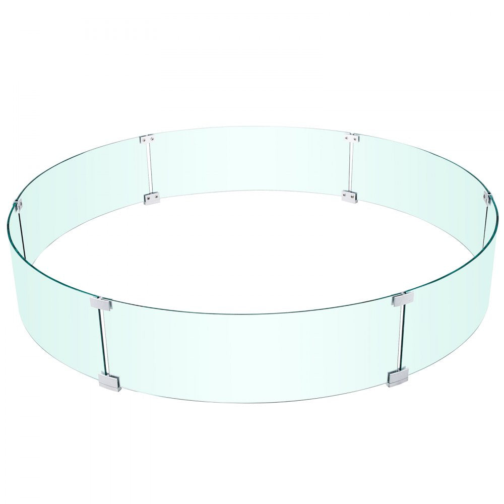 Large Round Glass Wind and Flame Guard for Fire Pits, 47 x 47 x 8 Inches, Clear Tempered Glass with Steady Feet for Outdoor Propane and Gas Fire Tables
