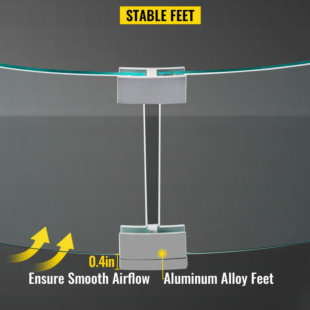 Large Round Glass Wind and Flame Guard for Fire Pits, 47 x 47 x 8 Inches, Clear Tempered Glass with Steady Feet for Outdoor Propane and Gas Fire Tables