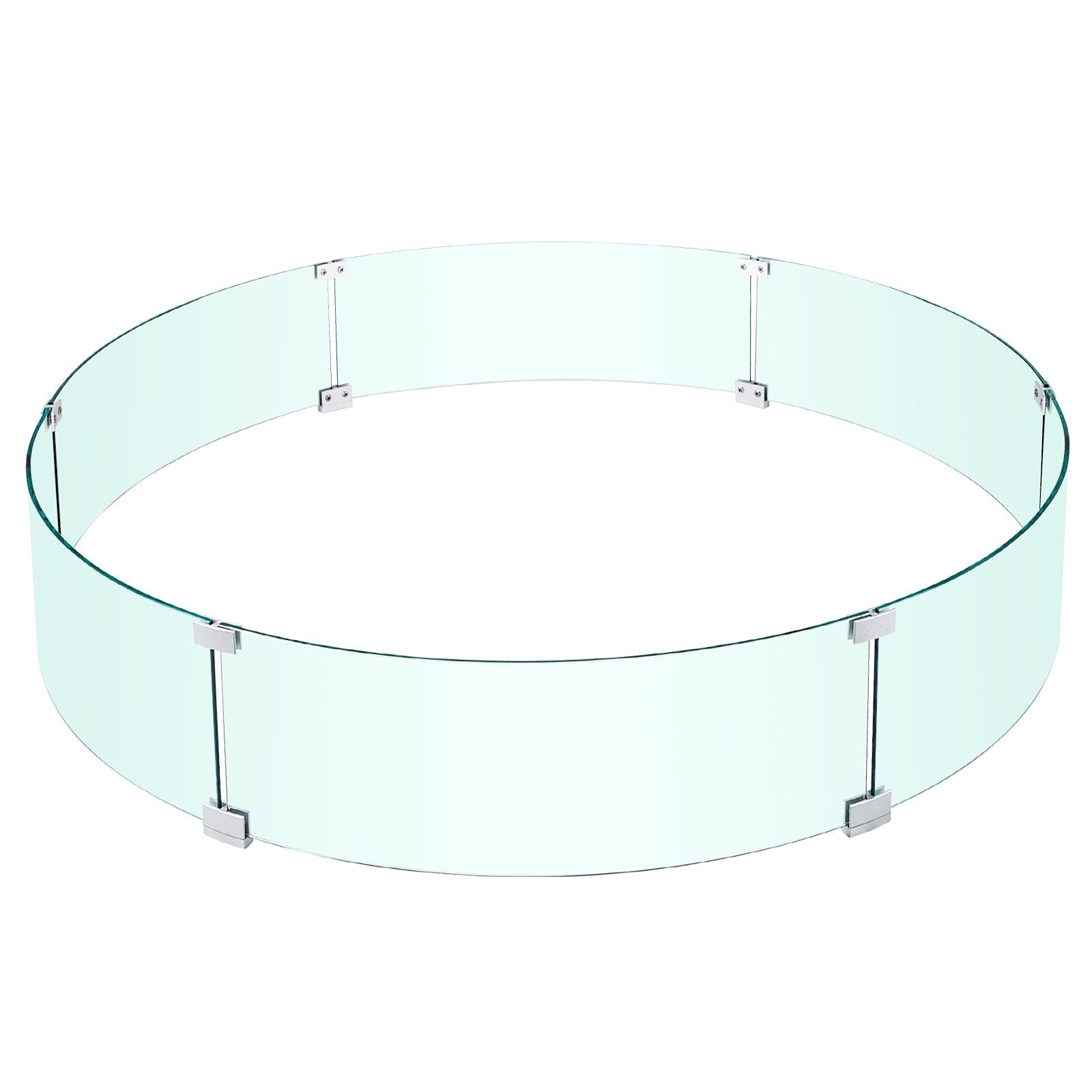 Round Tempered Glass Fire Pit Wind Guard, 47" Square Flame Shield for Outdoor Propane & Gas Tables, Thick Glass with Stable Feet