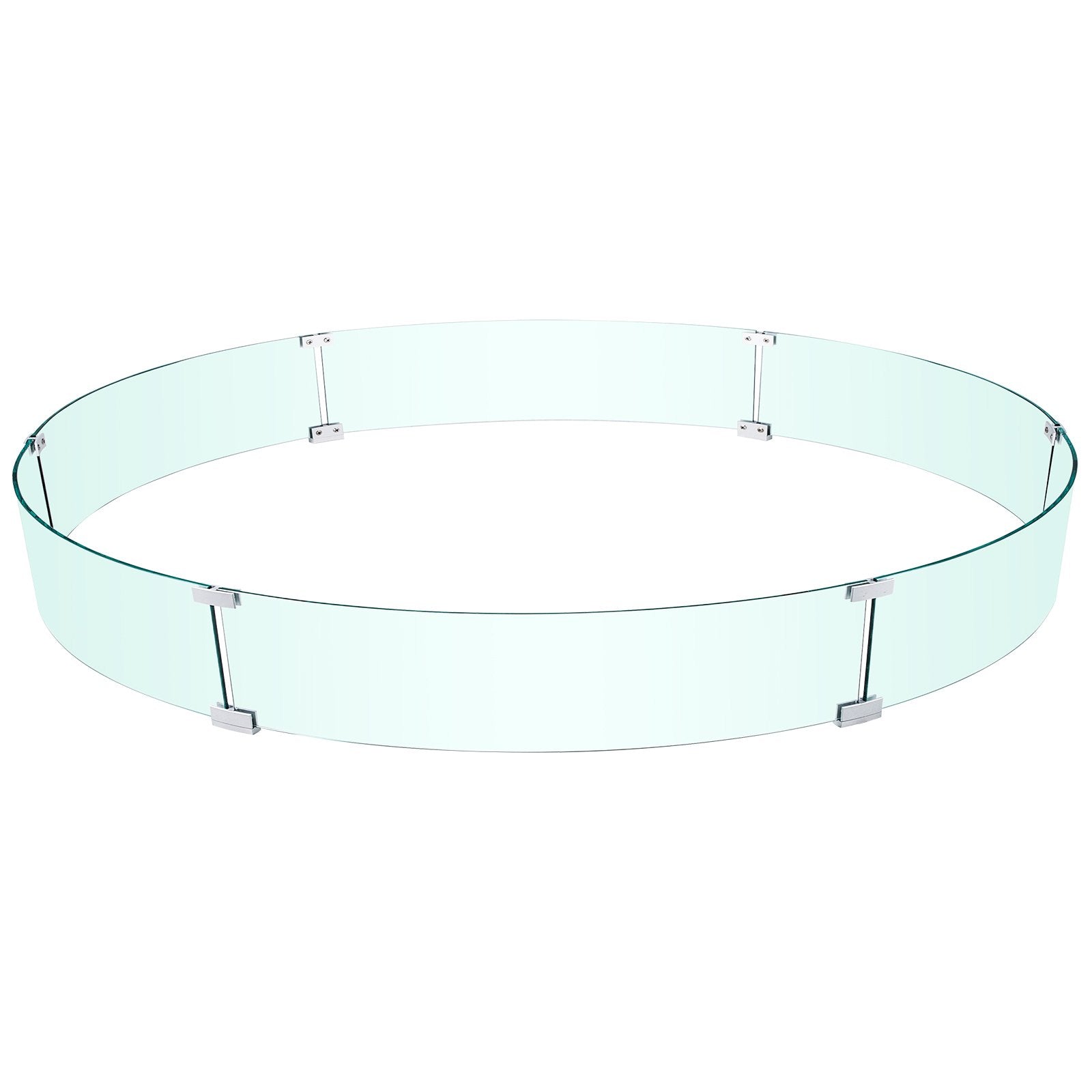 Round Tempered Glass Fire Pit Wind Guard, 47" Square Flame Shield for Outdoor Propane & Gas Tables, Thick Glass with Stable Feet