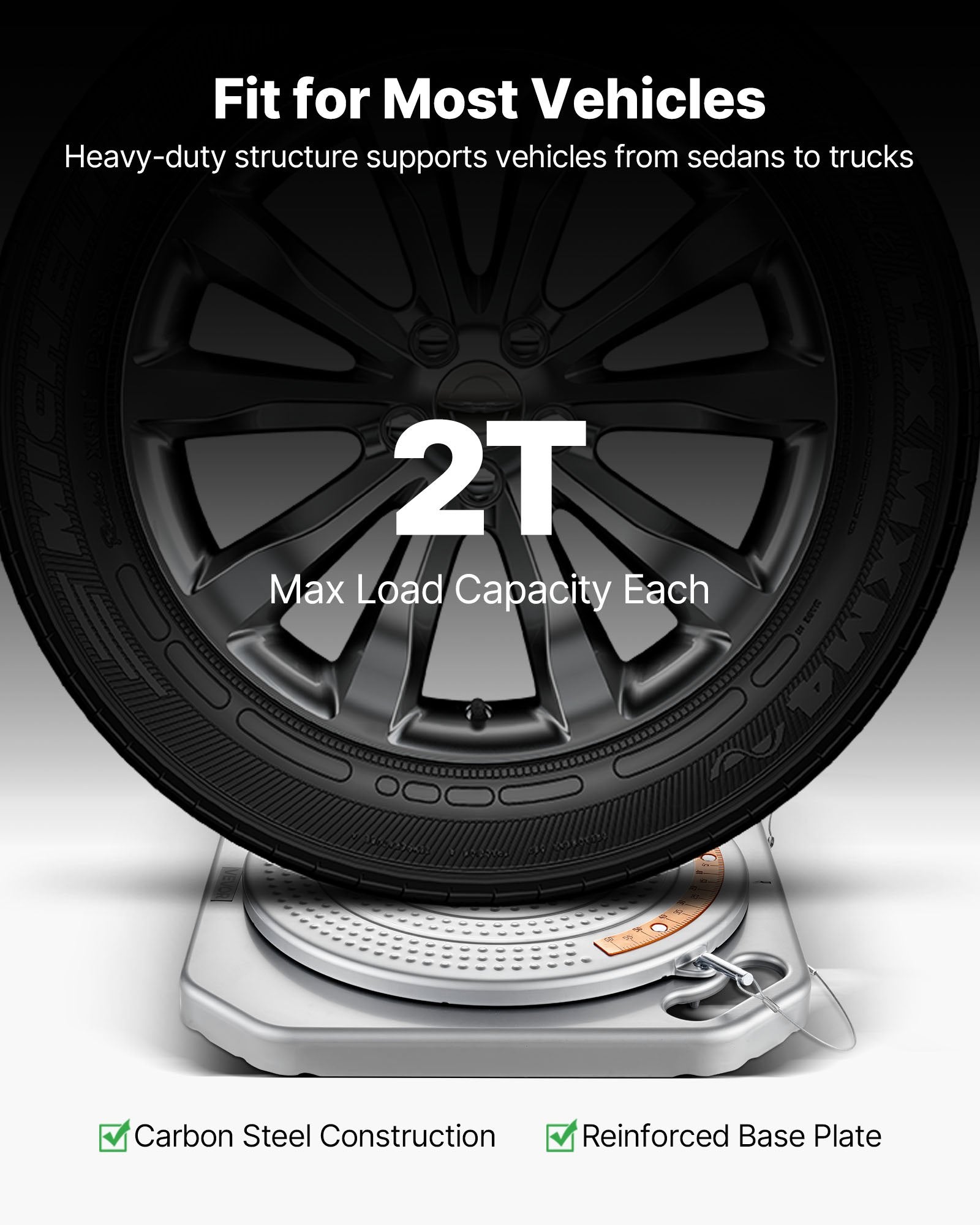 2 PCS Wheel Alignment Turn Plates with 2-Ton Capacity, 360° Rotating Turntable, Brass Dial, for Car SUV Light Truck Precision Alignment Tools