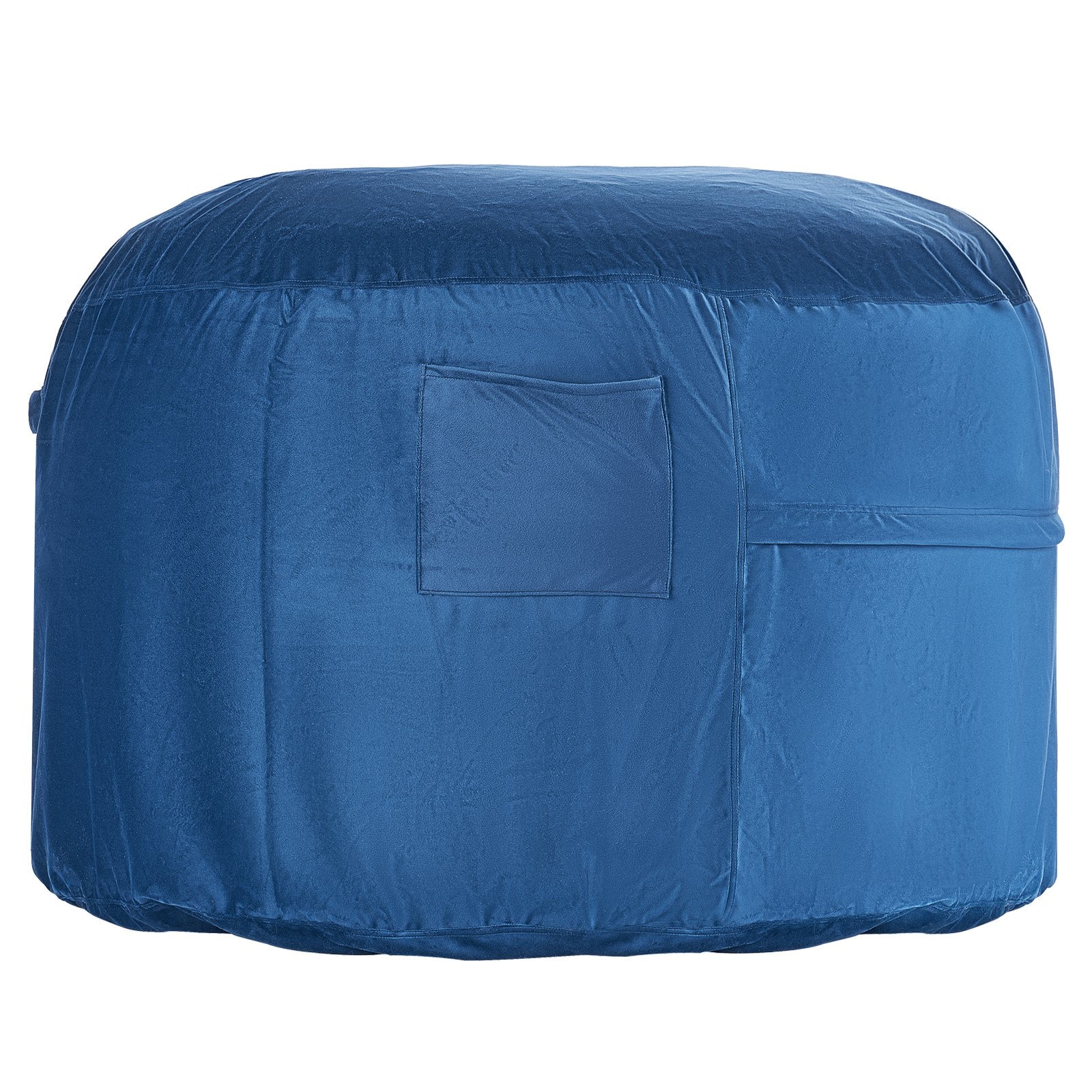 Luxurious Blue Bean Bag Chair for Adults - Removable Washable Cover, Dutch Velvet, High-Density Foam, with Handle & Pocket
