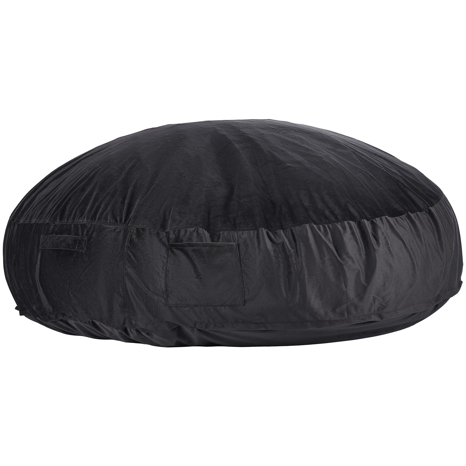 Luxurious Black Giant Bean Bag Chair for Adults - Removable Cover, Dutch Velvet, High-Density Foam, Handle & Side Pocket for Living Room or Bedroom Comfort