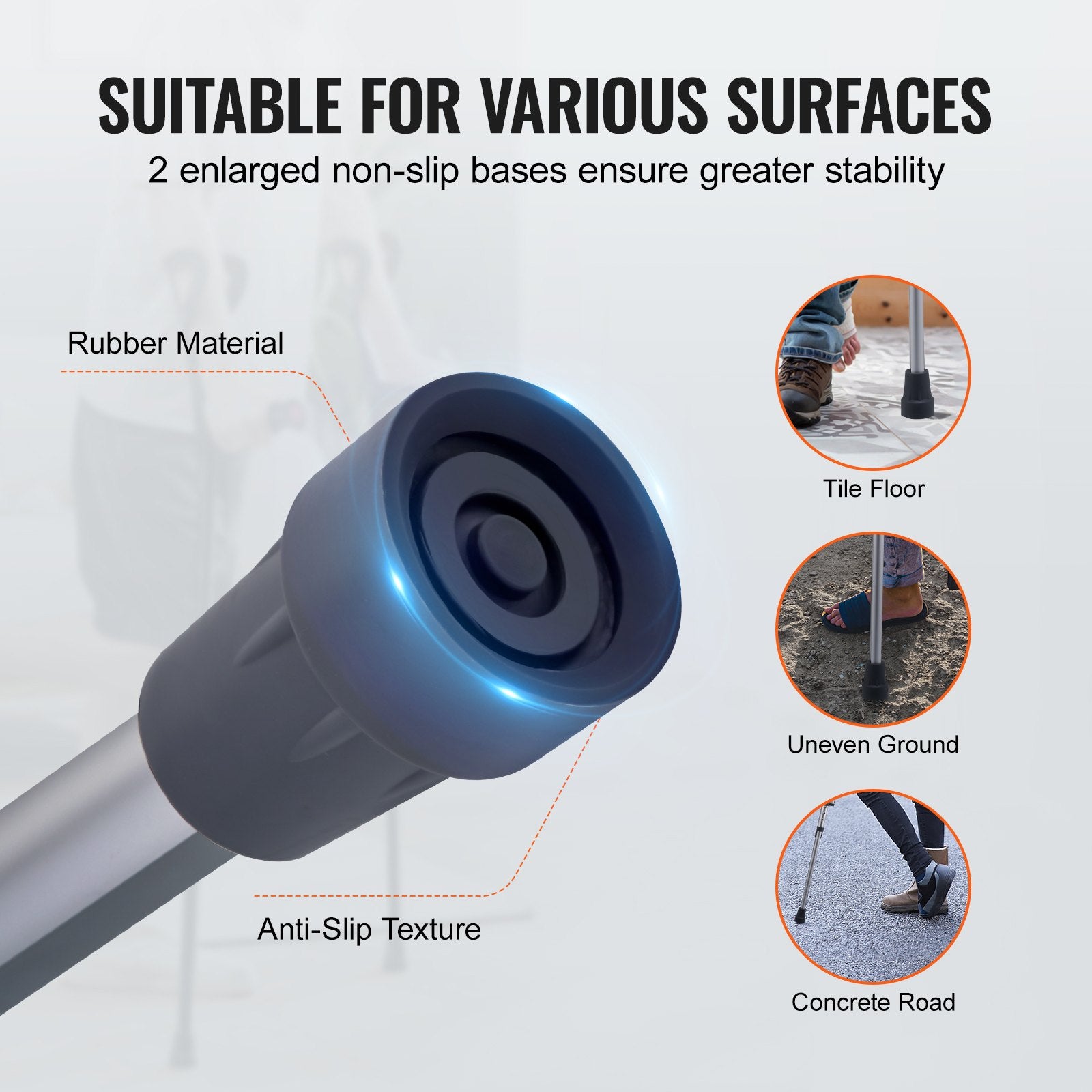 Lightweight Adjustable Aluminum Underarm Crutches with Soft Pads for Adults & Teens, Safe Non-Slip Design, Supports 300 lbs, 13 Height Levels