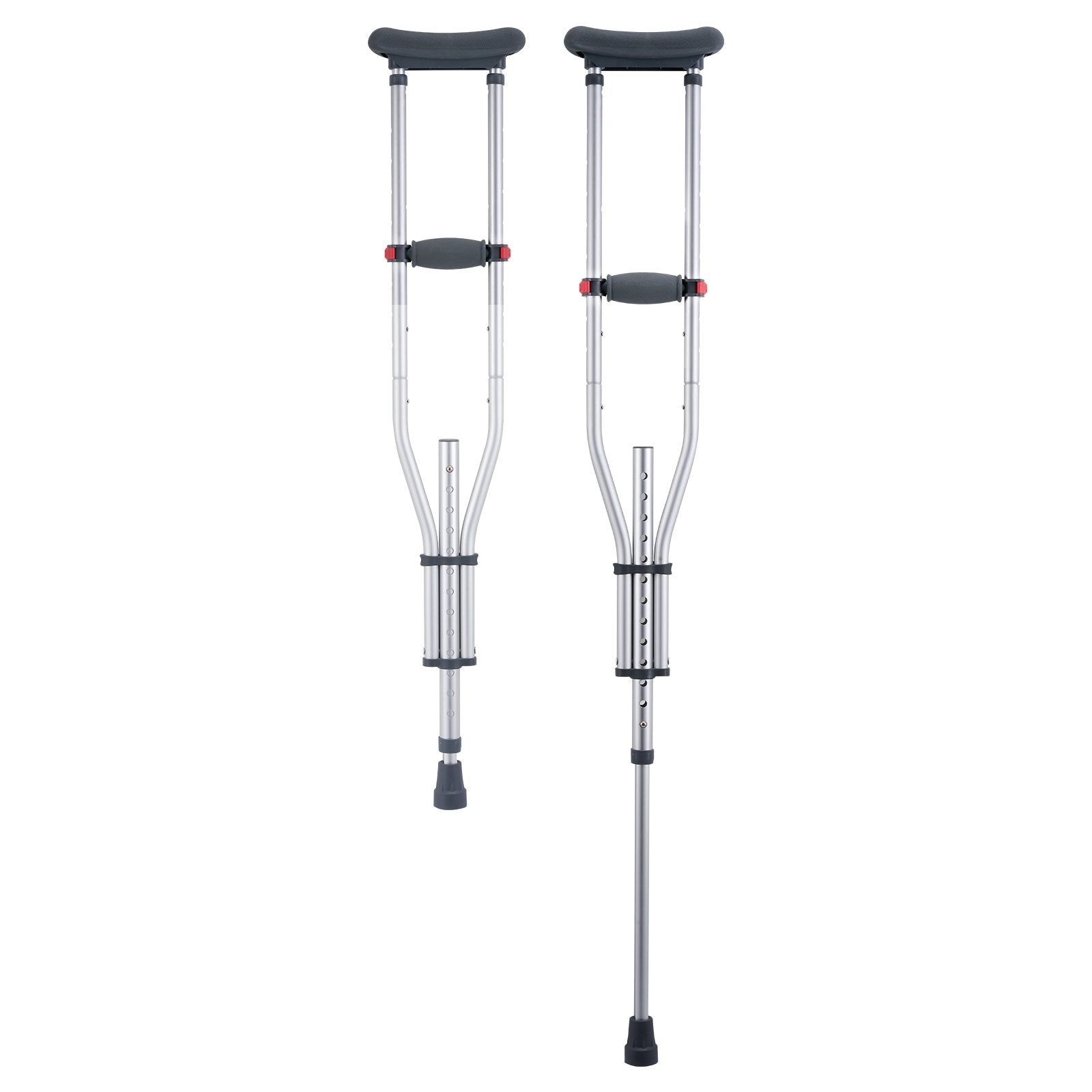 Lightweight Adjustable Aluminum Underarm Crutches with Soft Pads for Adults & Teens, Safe Non-Slip Design, Supports 300 lbs, 13 Height Levels