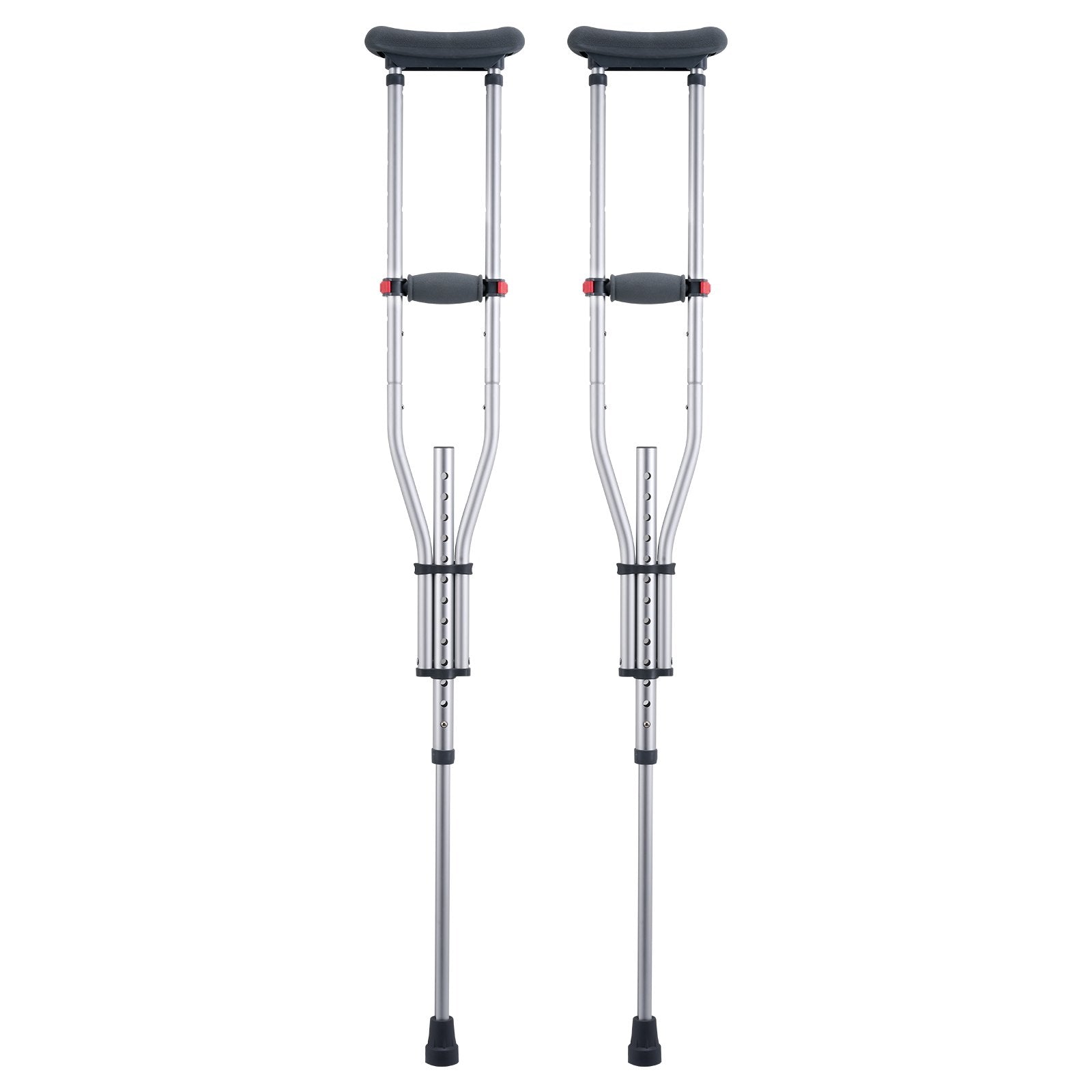 Lightweight Adjustable Aluminum Underarm Crutches with Soft Pads for Adults & Teens, Safe Non-Slip Design, Supports 300 lbs, 13 Height Levels