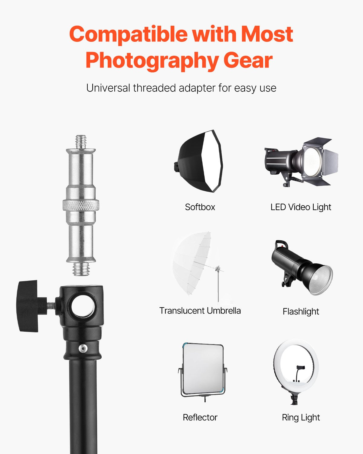Adjustable Air Cushioned Aluminum Tripod Light Stand with Boom Arm & Sandbag, Max Height 12.8 ft, 5kg Load, Ideal for Studio Flash, Softbox, Umbrella, Ring Light