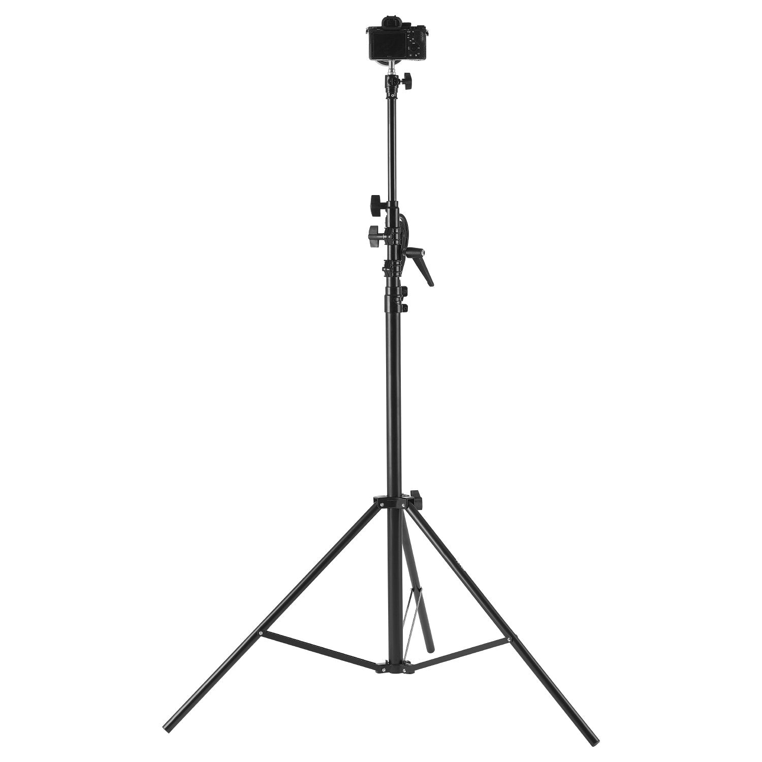 Adjustable Air Cushioned Aluminum Tripod Light Stand with Boom Arm & Sandbag, Max Height 12.8 ft, 5kg Load, Ideal for Studio Flash, Softbox, Umbrella, Ring Light