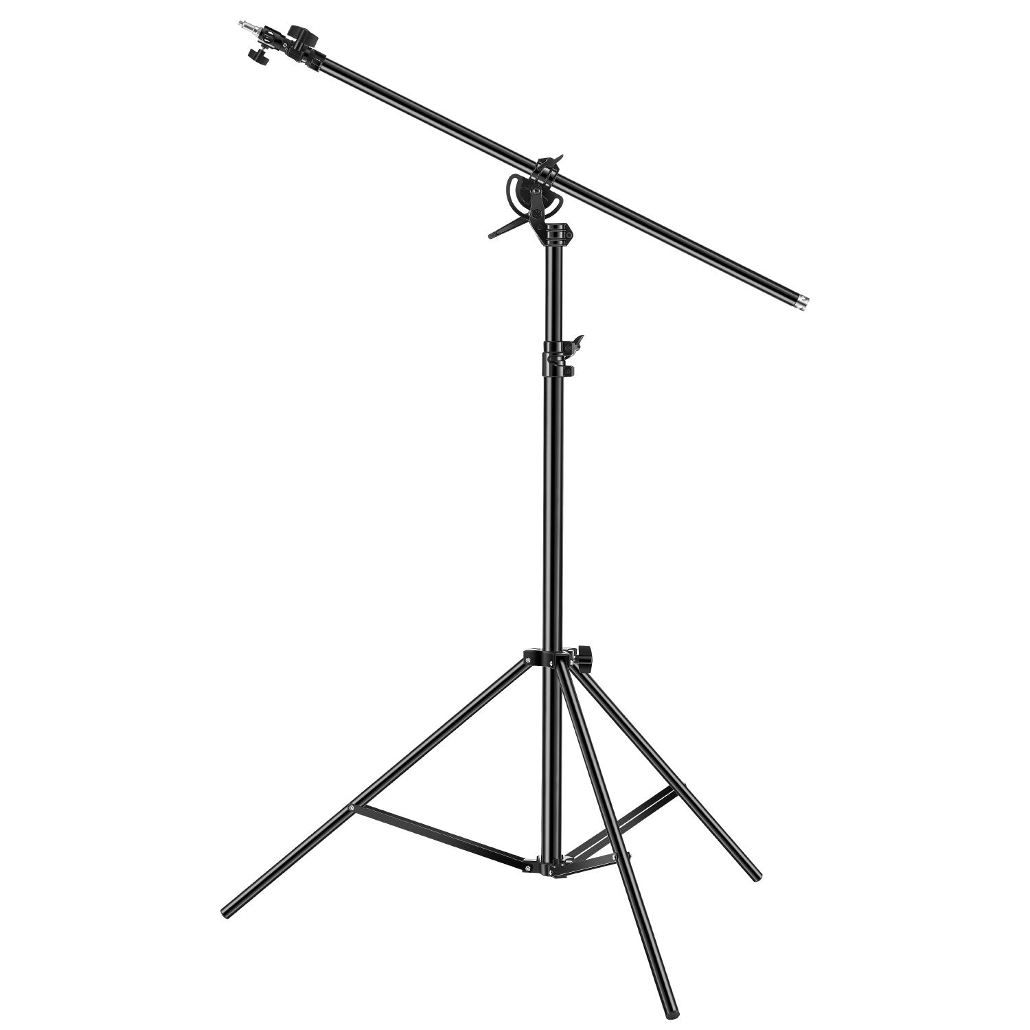 Adjustable Air Cushioned Aluminum Tripod Light Stand with Boom Arm & Sandbag, Max Height 12.8 ft, 5kg Load, Ideal for Studio Flash, Softbox, Umbrella, Ring Light