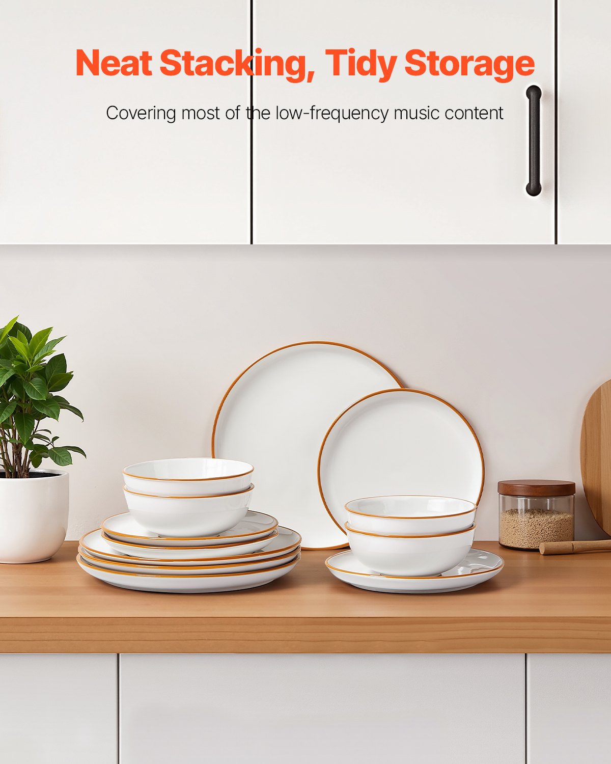 Ivory Ceramic Dinnerware Set for 4 - Scratch Resistant, Dishwasher & Microwave Safe Plates & Bowls for Salad, Soup, Pasta, Dessert